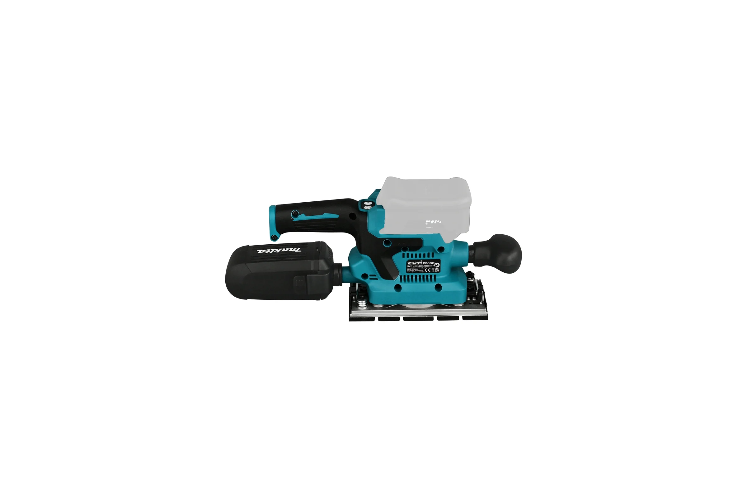 Вибрационная шлифмашина Makita LXT, BL, 18 В, XPT, 93x228 мм, 4000-12000 об/мин, ампл. 2.0 мм, 1.5 кг, кор., пылесборник, зажим, без аккум. и ЗУ DBO380Z