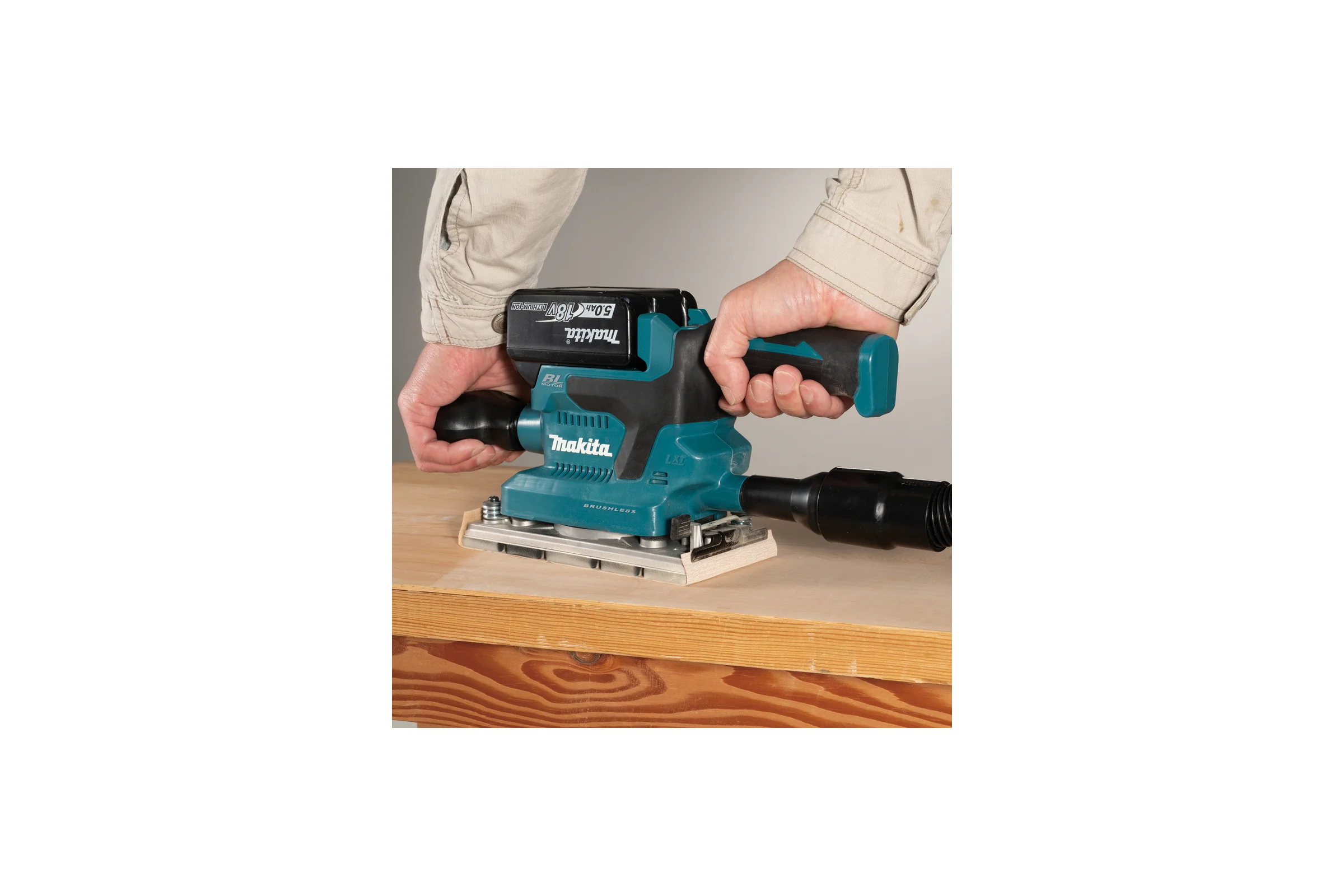 Вибрационная шлифмашина Makita LXT, BL, 18 В, XPT, 93x228 мм, 4000-12000 об/мин, ампл. 2.0 мм, 1.5 кг, кор., пылесборник, зажим, без аккум. и ЗУ DBO380Z