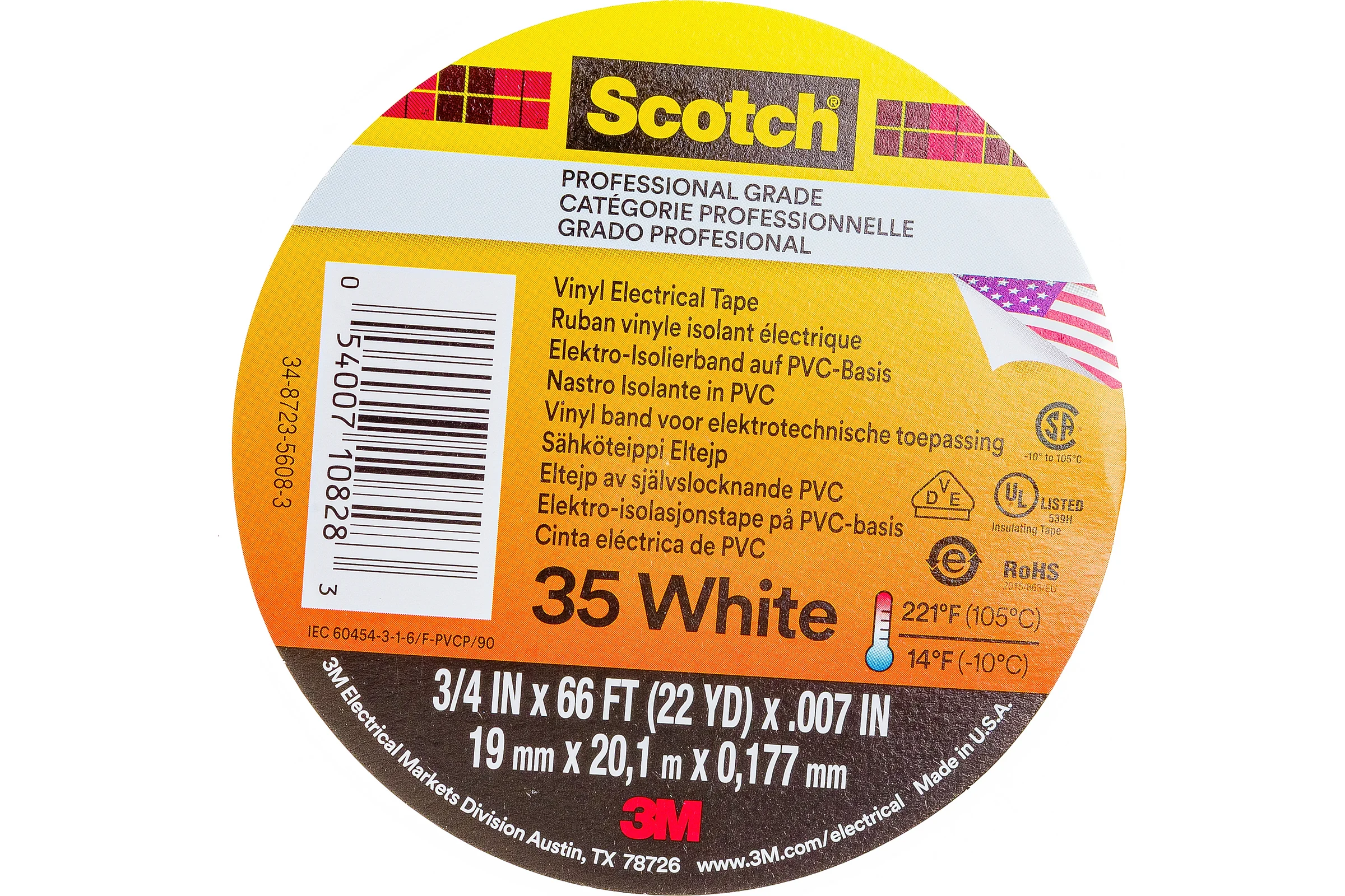 Изоляционная лента высшего класса 3М Scotch 35 19 мм х 20 м х 0,18 мм 7000031667/ 7100240608
