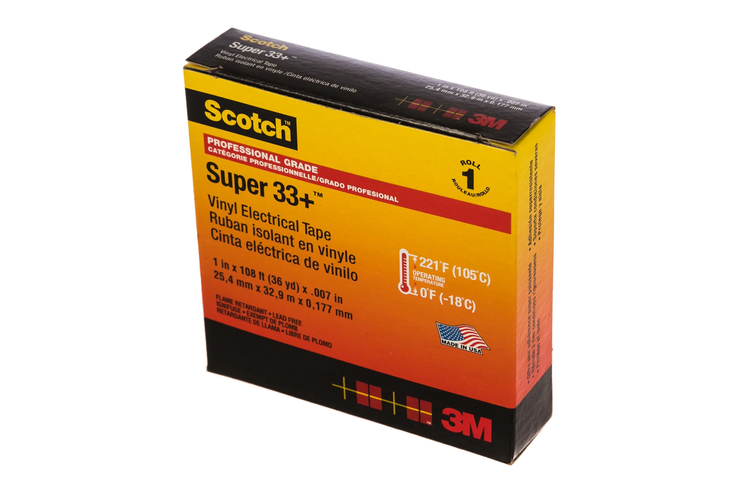Изоляционная лента высшего класса 3М Scotch Super 33+ 25мм х 33м х 0,18мм 7000043003