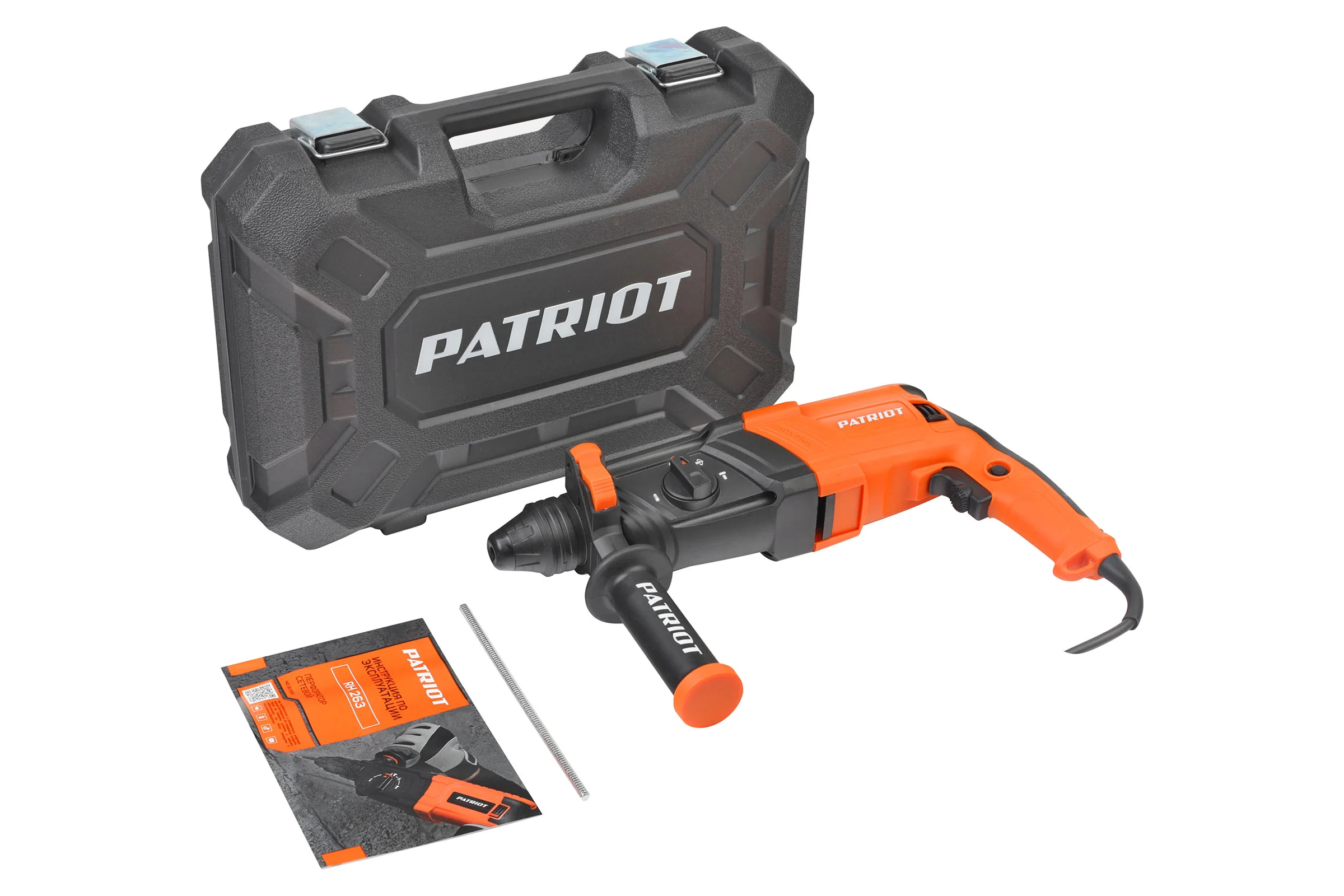 Перфоратор PATRIOT RH 263 SDS+, мощность 880 Вт, 2.9 Дж, 3 режима работы, макс.диаметр 26 мм, глубиномер, кейс 140301324