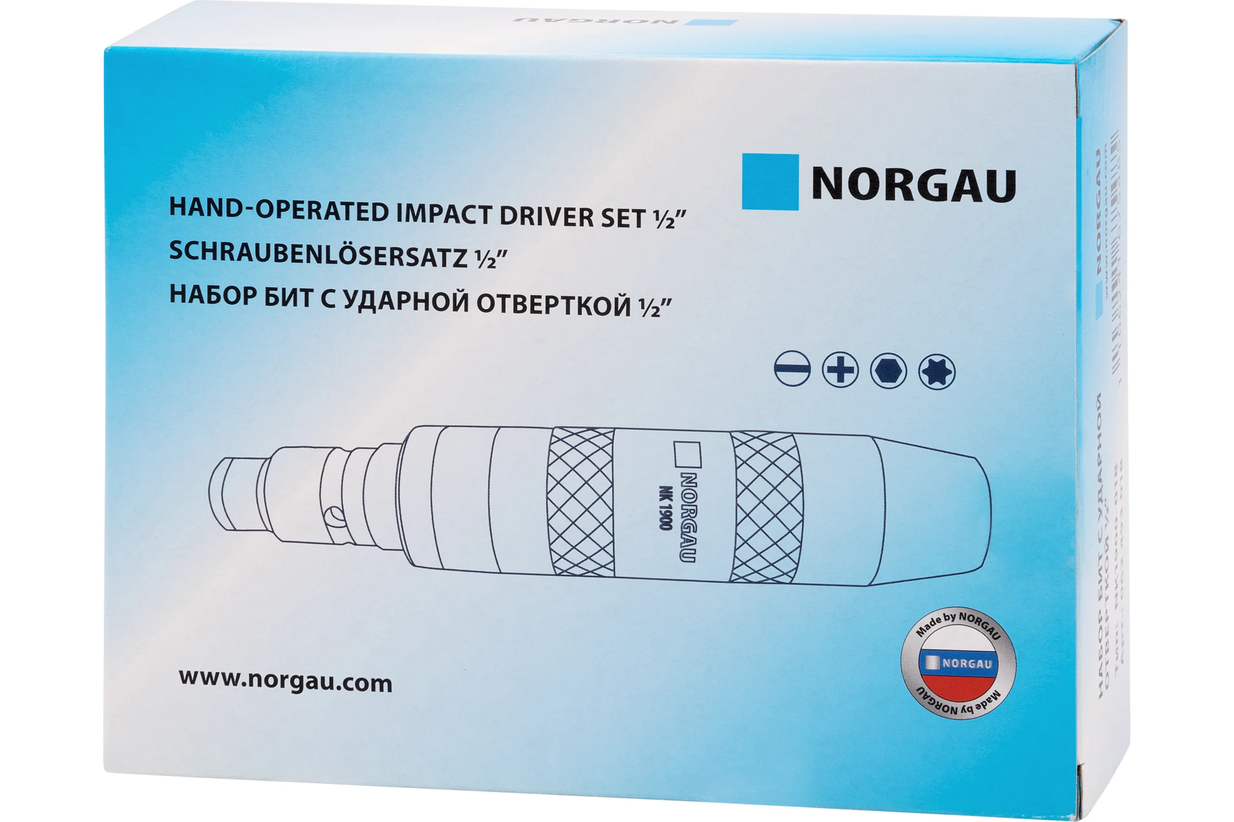 Набор бит с ударной отверткой NORGAU тип NK1900-018 1/2" 062493018
