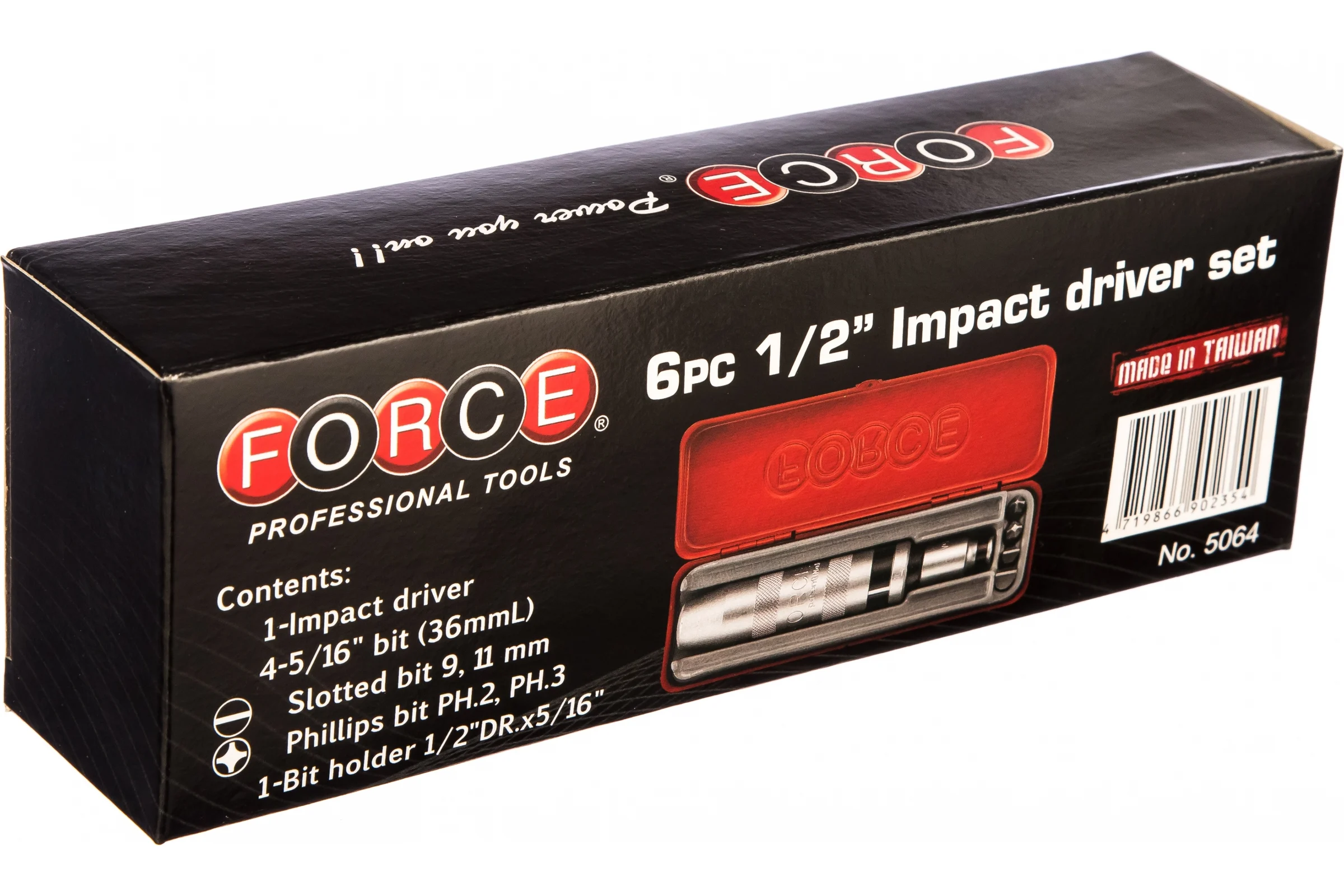 Ударная отвертка с наконечниками FORCE 6 предметов 5064
