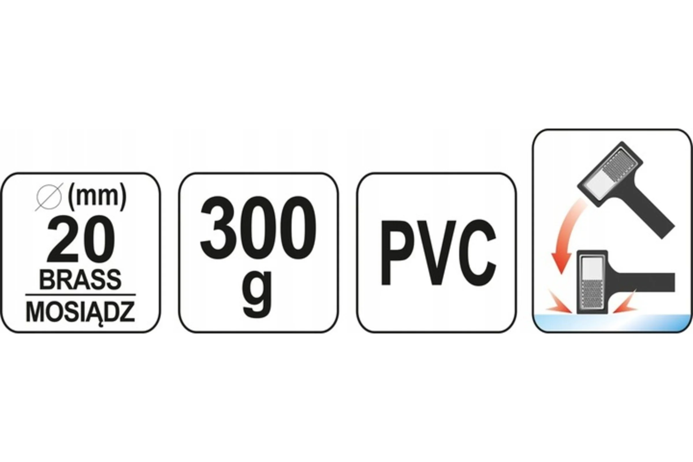 Безынерционный молоток YATO 300 г, с латунным наконечником YT-46190