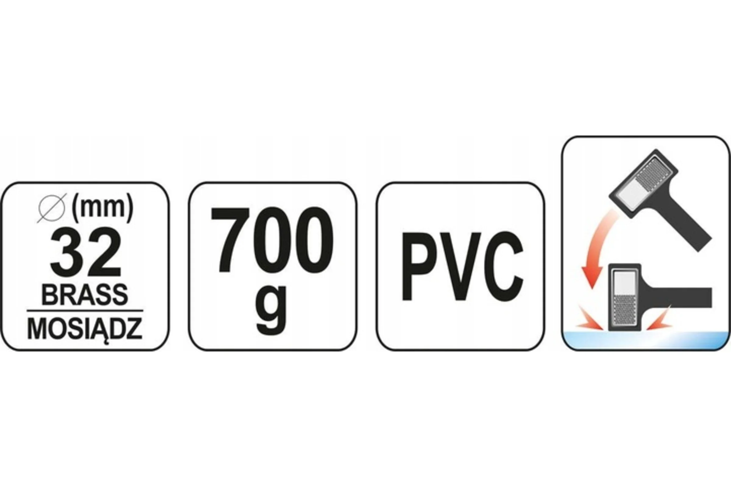 Безынерционный молоток YATO 700 г, с латунным наконечником YT-46191