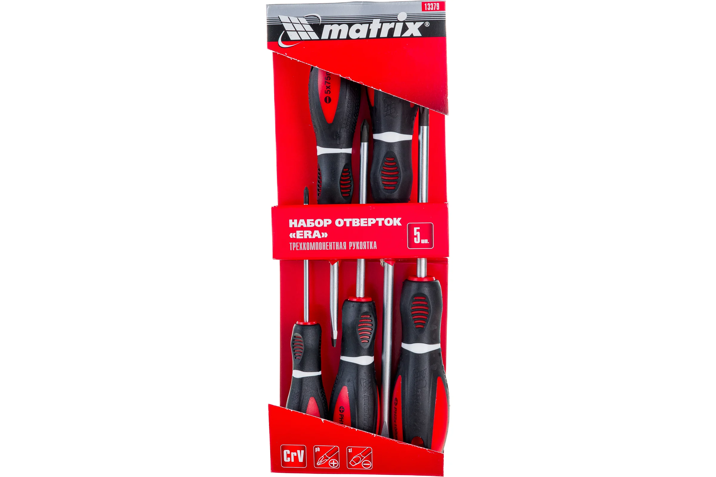 Набор отверток MATRIX "Era" CrV, 3-х компонентная рукоятка, 5 шт. 13379
