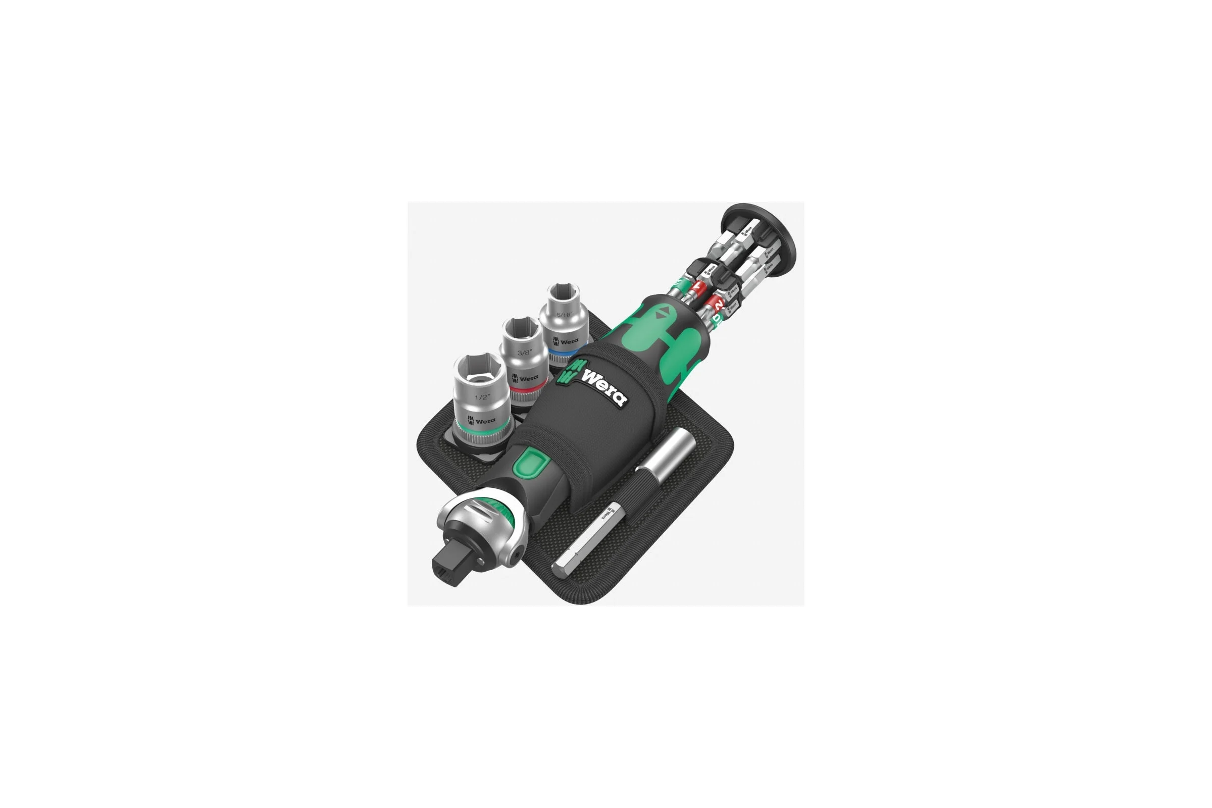 Отвертка с трещоткой и битами WERA 8009 Zyklop Pocket Imperial Set 2, 18 предметов WE-004283