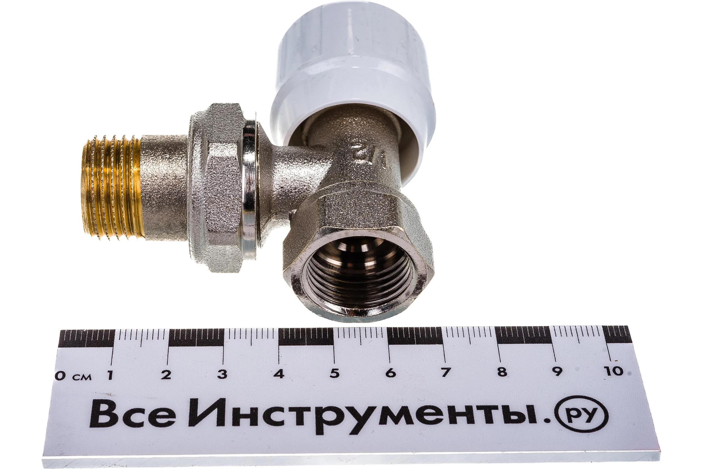 Ручной угловой вентиль ВН 1/2 никелированный с разъёмным соединением Uni-Fitt 155N2000