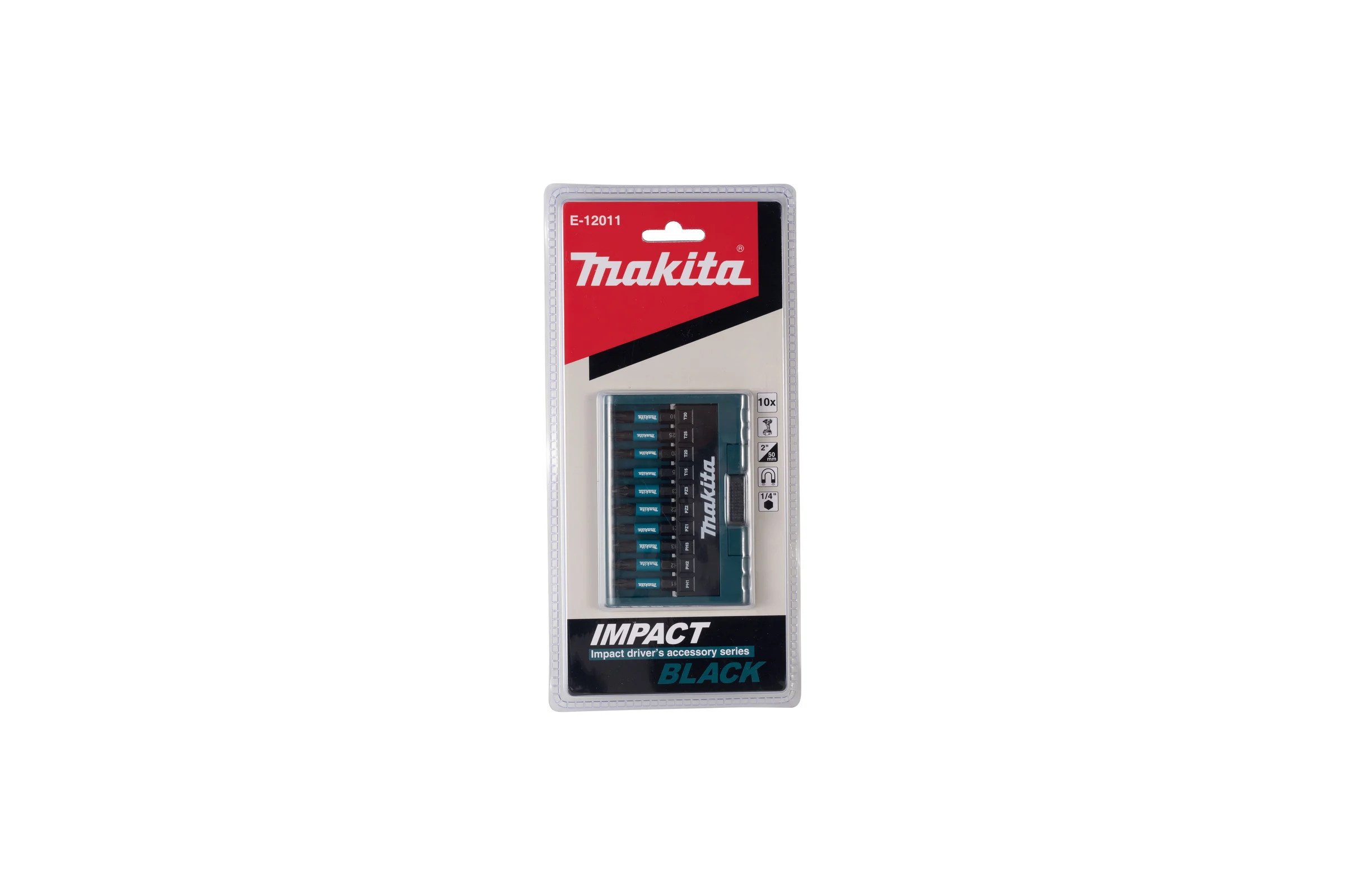 Набор бит Impact Black 50 мм, 10 шт (PH1, PH2, PH3, PZ1, PZ2, PZ3, T15, T20, T25, T30) Makita E-12011