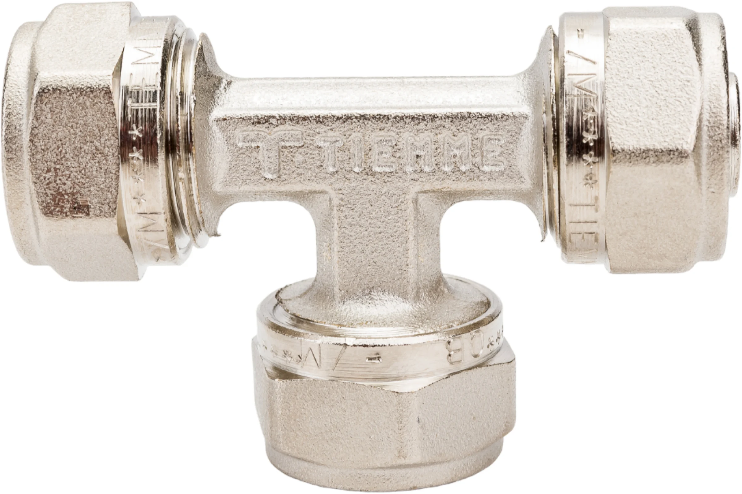 Обжимной тройник 16 никелированный Uni-Fitt 666N6660