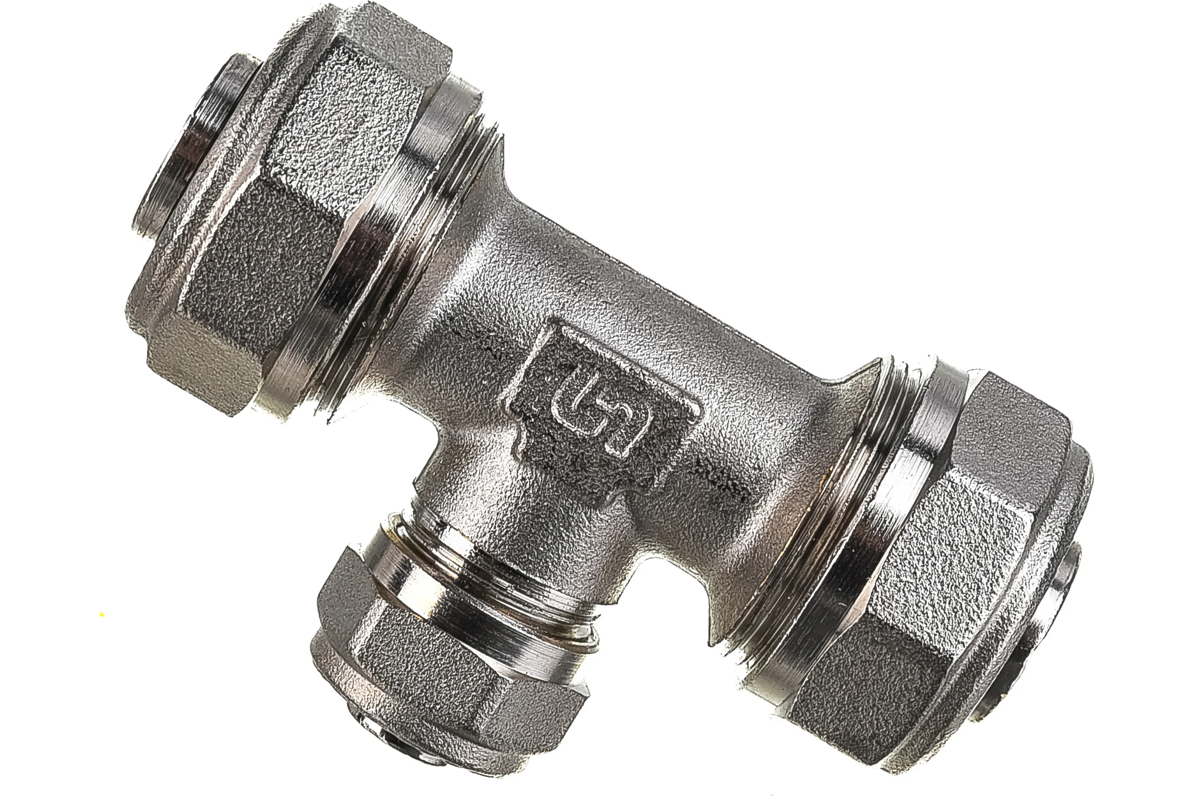 Обжимной тройник 26х16х26 никелированный Uni-Fitt 666N8680