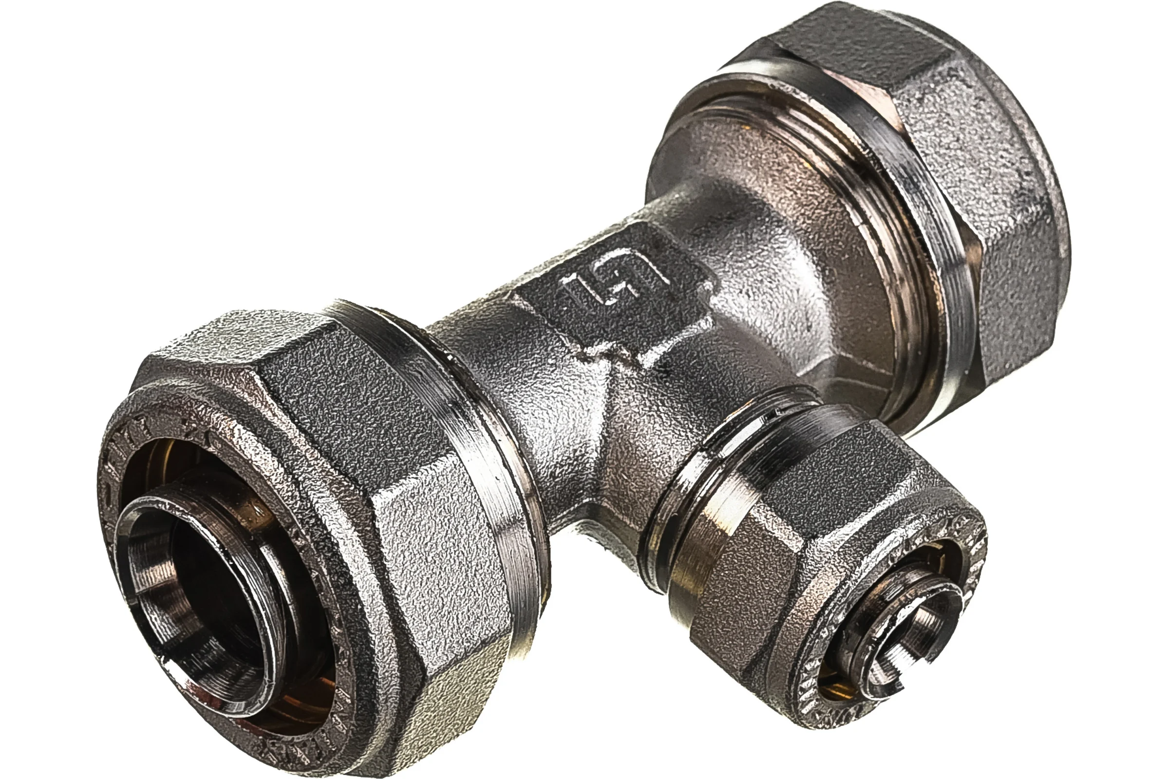 Обжимной тройник 26х16х26 никелированный Uni-Fitt 666N8680