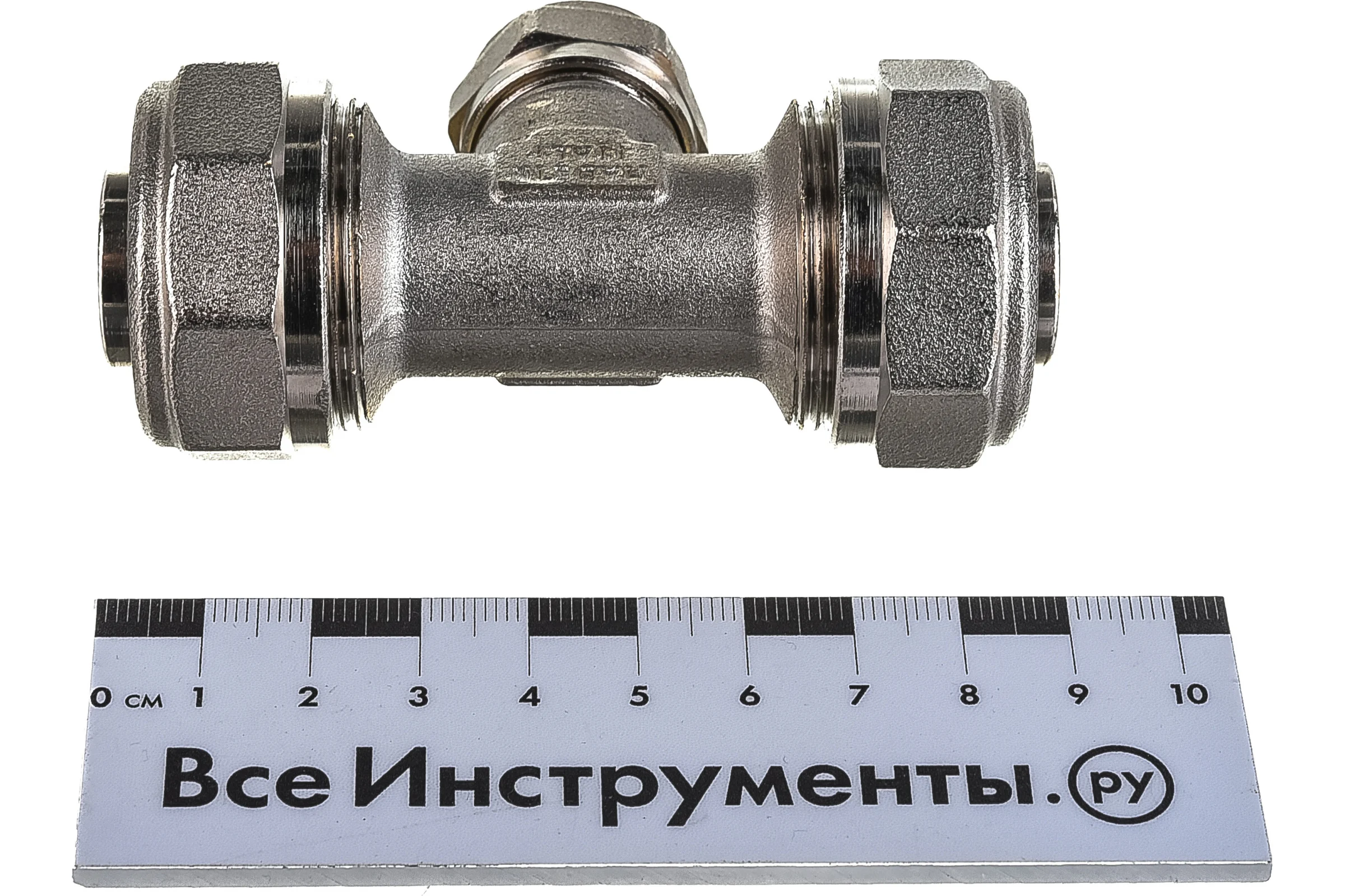 Обжимной тройник 26х16х26 никелированный Uni-Fitt 666N8680