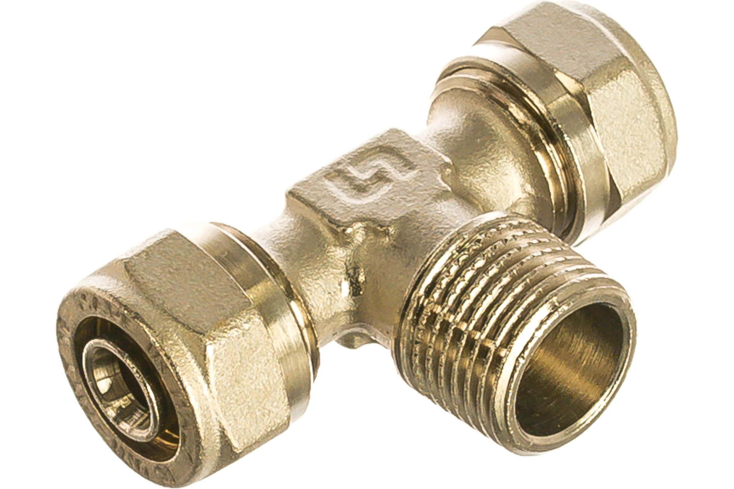 Тройник обж-Н-обж 16х1/2x16 никелированный Uni-Fitt 668N6260