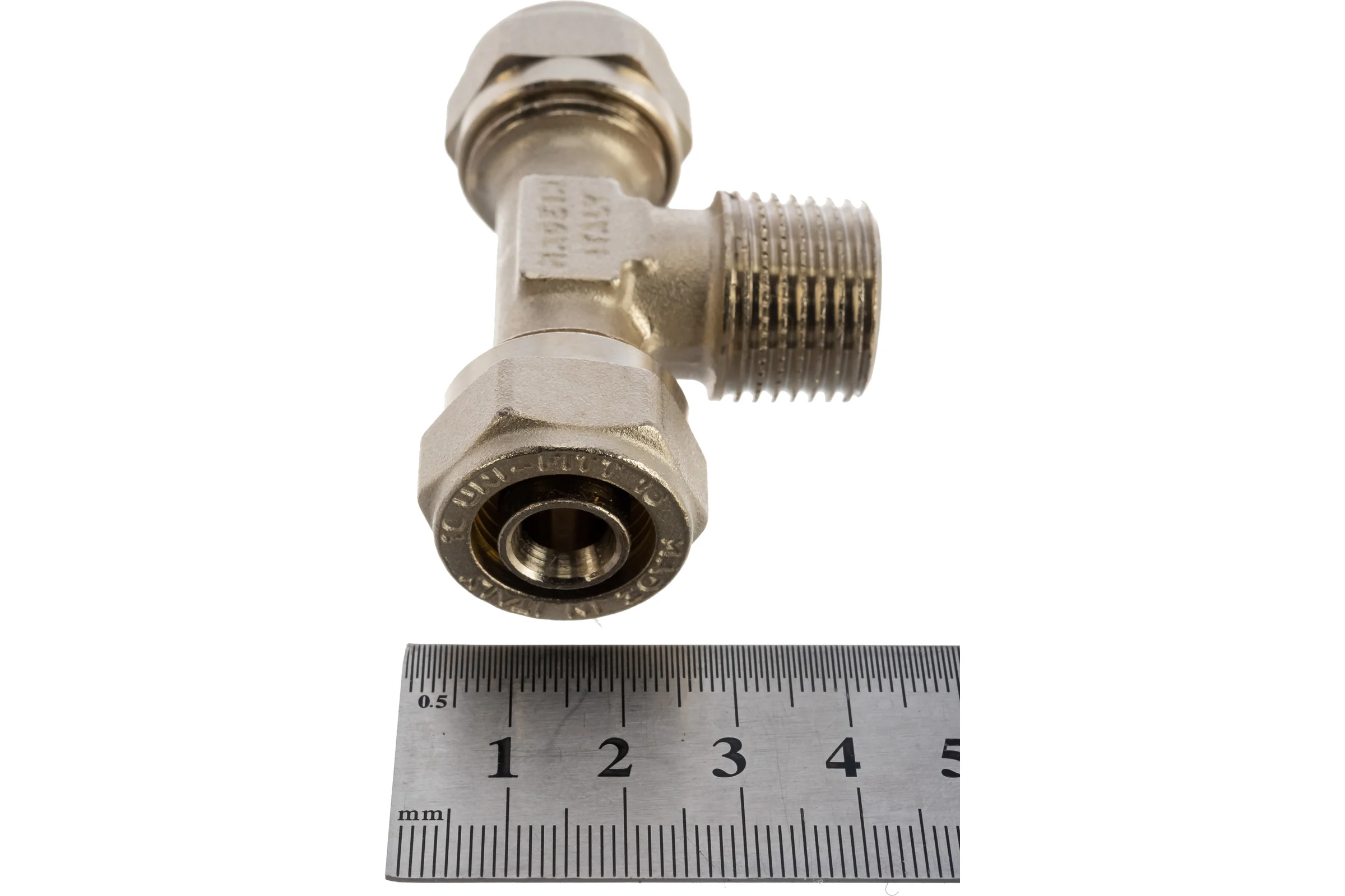 Тройник обж-Н-обж 16х1/2x16 никелированный Uni-Fitt 668N6260