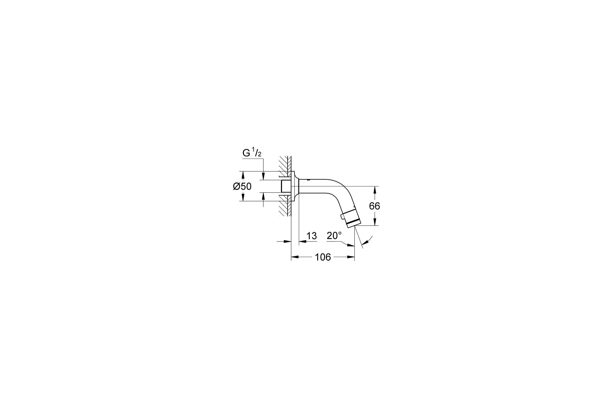 Вентиль для раковины GROHE Universal настенный, без функции смесителя, вынос 105 мм, хром 20205000