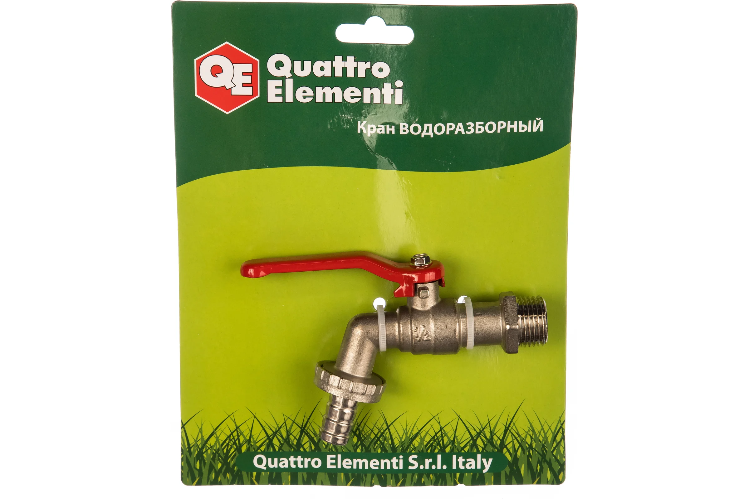 Водоразборный шаровой кран 1/2 латунь, никель QUATTRO ELEMENTI 246-425