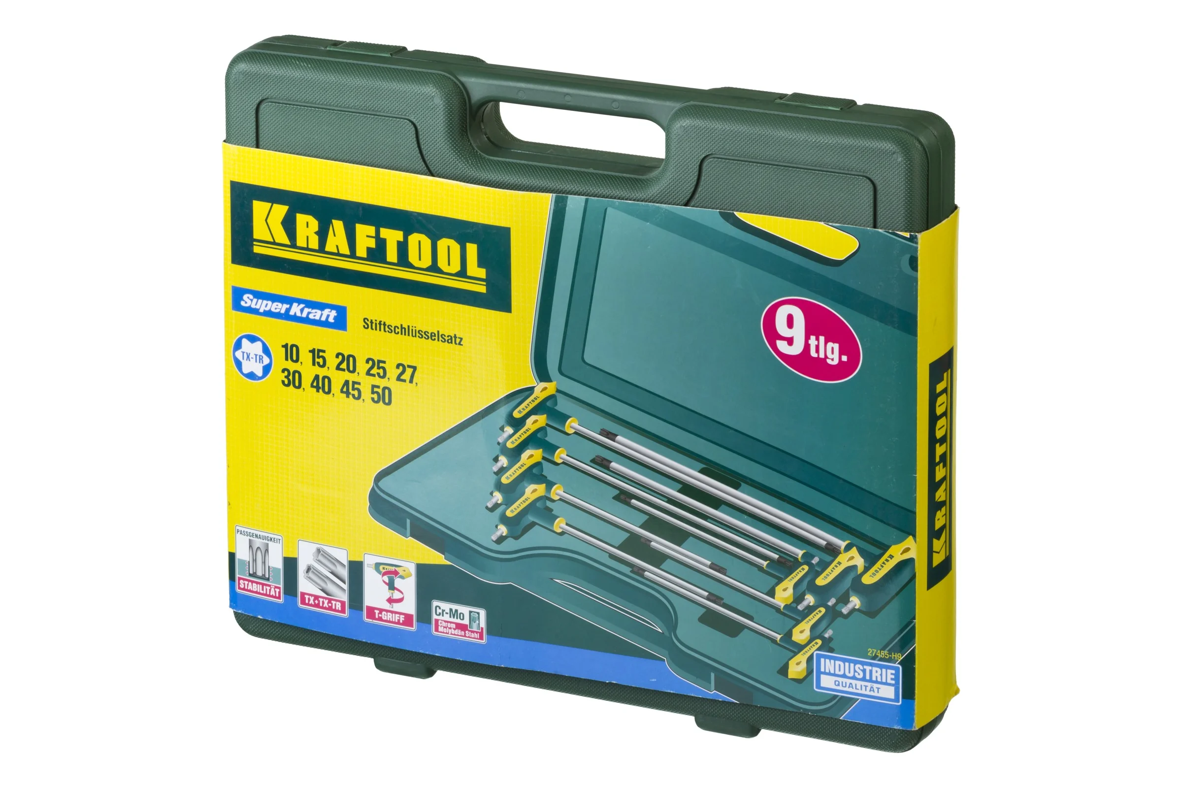 Т-образные имбусовые ключи TORX Hole 10-50, 9шт в боксе Kraftool INDUSTRIE 27455-H9