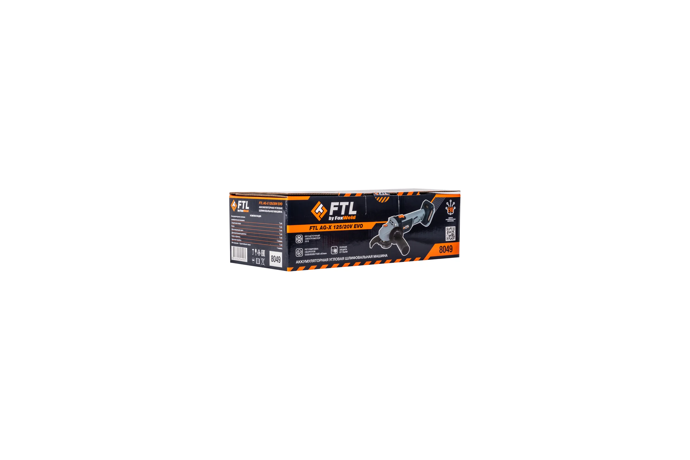 Аккумуляторная угловая шлифовальная машина FTL ag-x 125/20v Evo бесщеточный двигатель, 20 В, без АКБ 8049