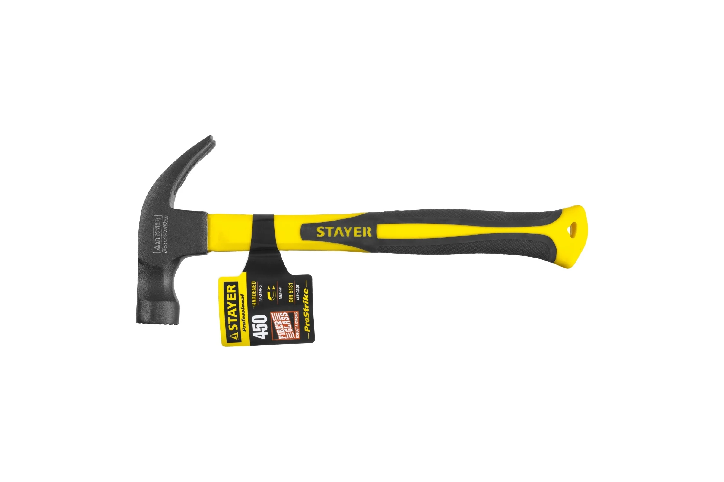 Молоток-гвоздодер с магнитом и фибергласовой рукояткой 450г Stayer PROFESSIONAL 2027-450