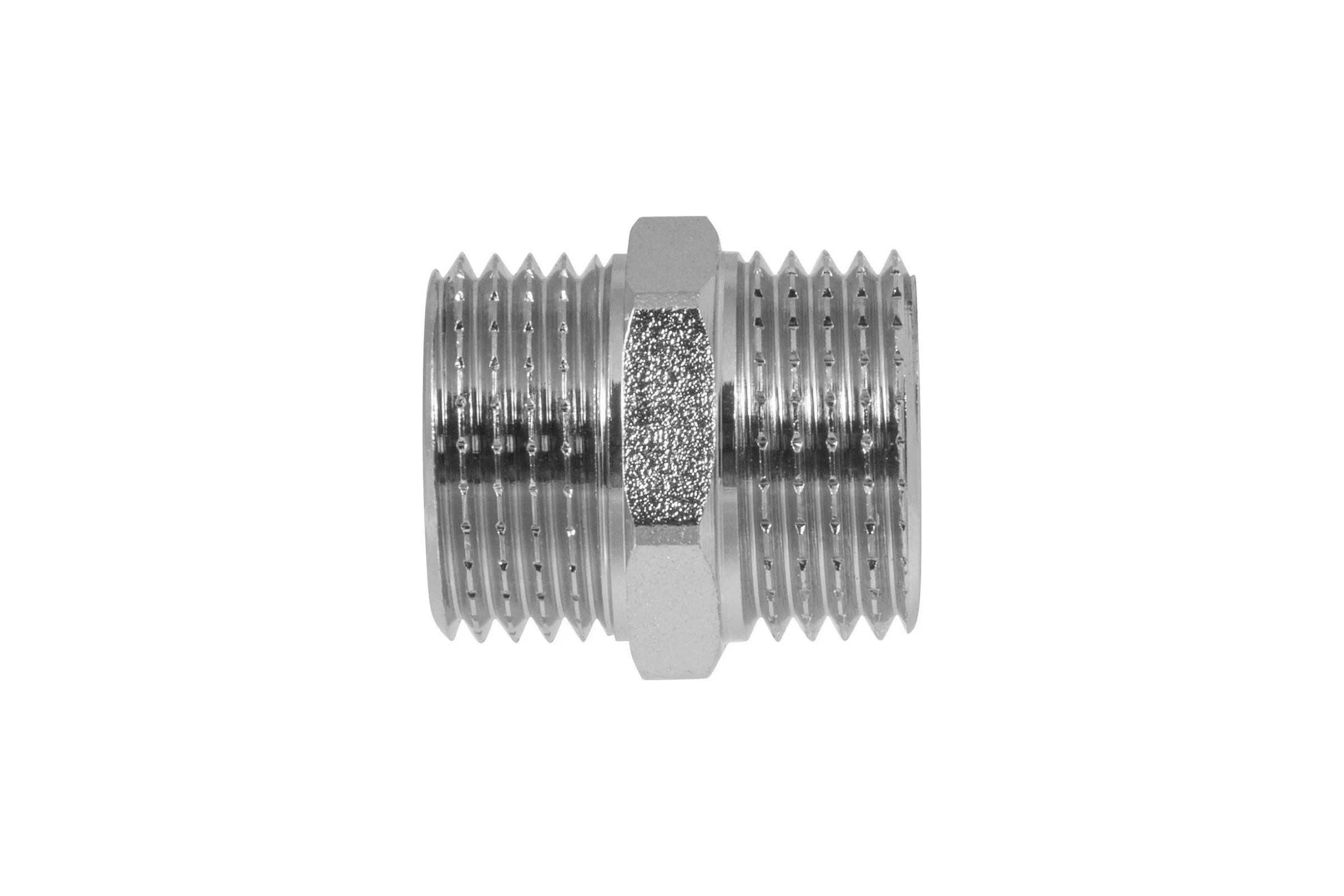 Ниппель MPF 1/2" бочонок латунный никелированный наружная резьба ИС.072164