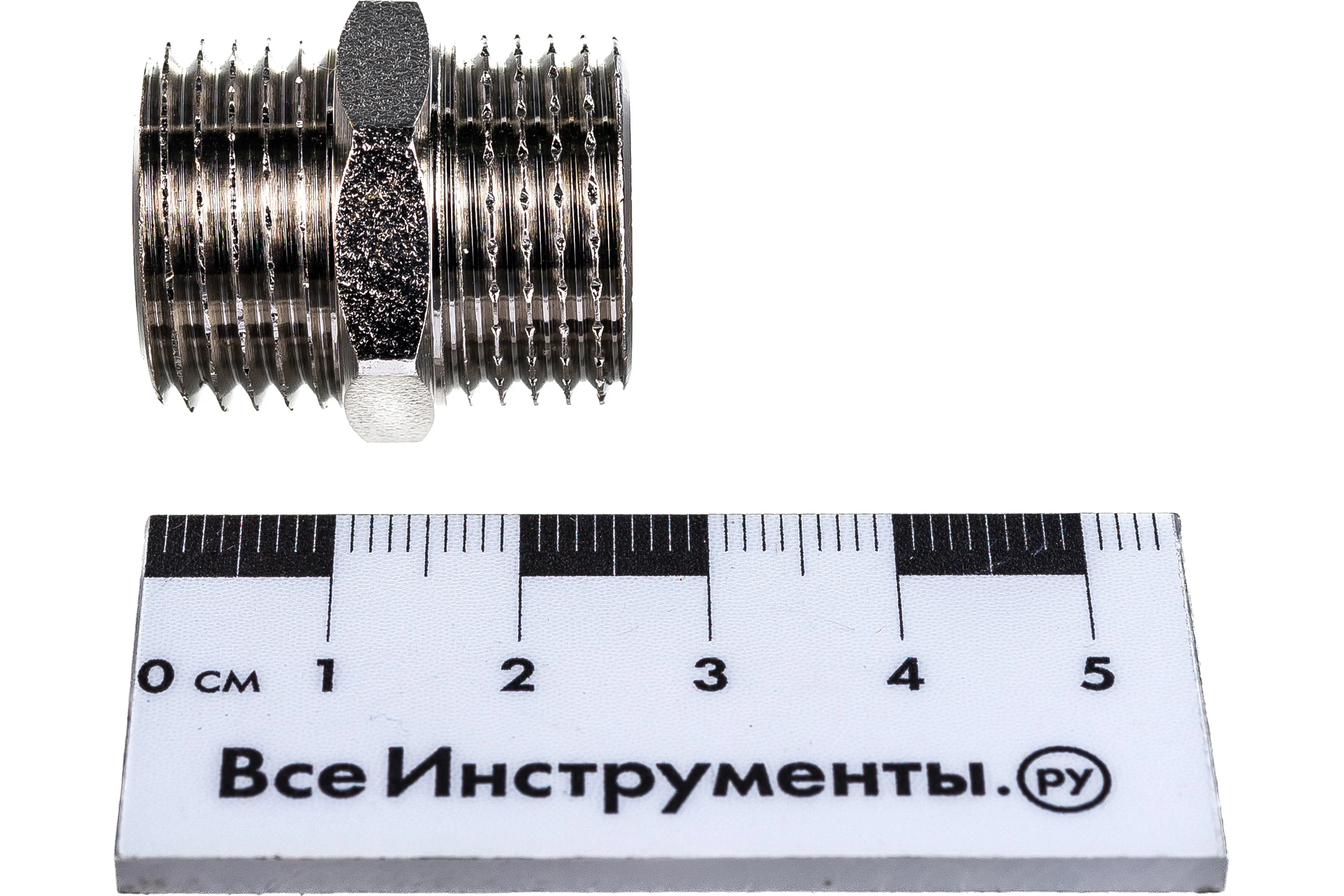 Ниппель MPF 1/2" бочонок латунный никелированный наружная резьба ИС.072164