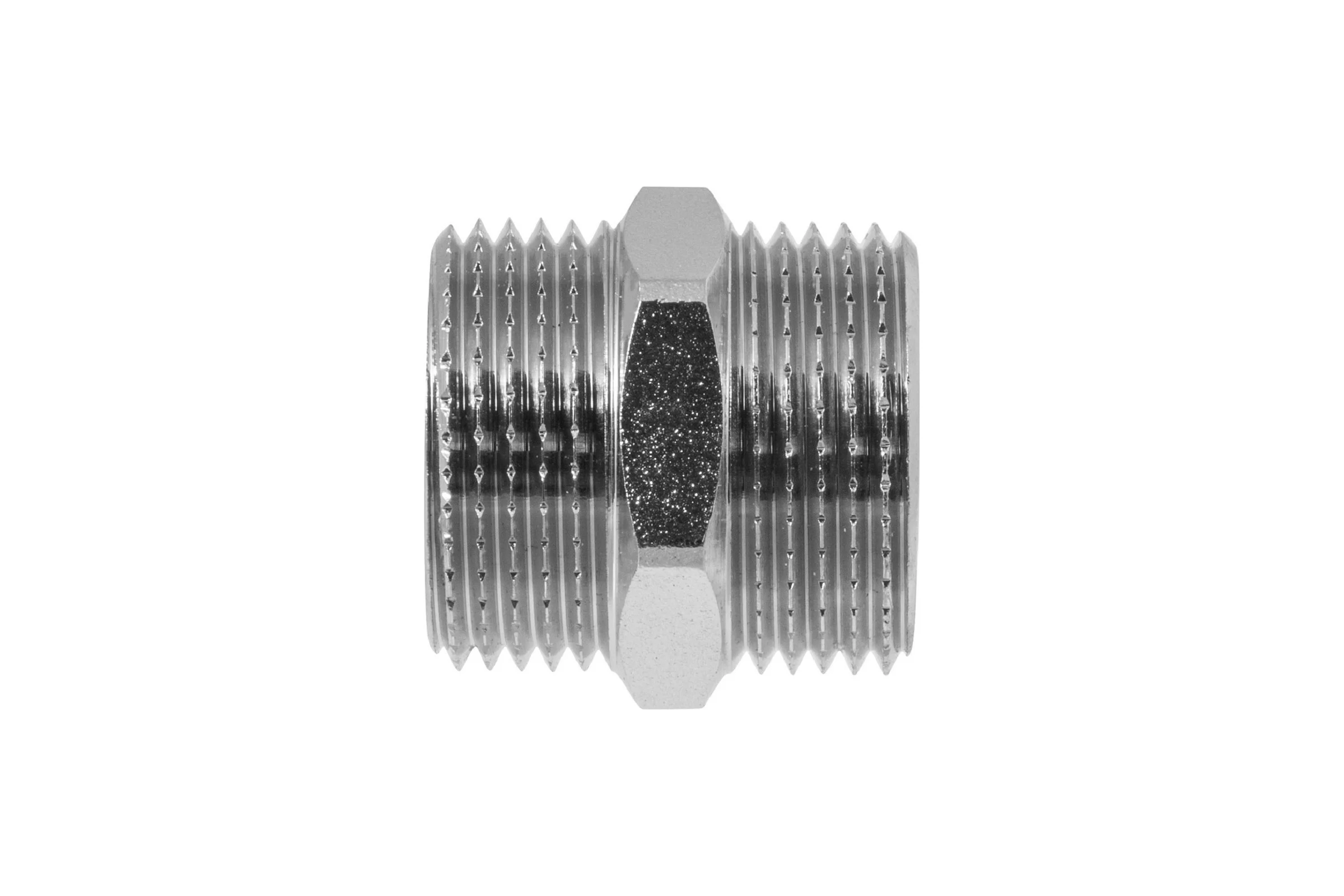 Ниппель MPF 3/4" бочонок латунный никелированный наружная резьба ИС.072165