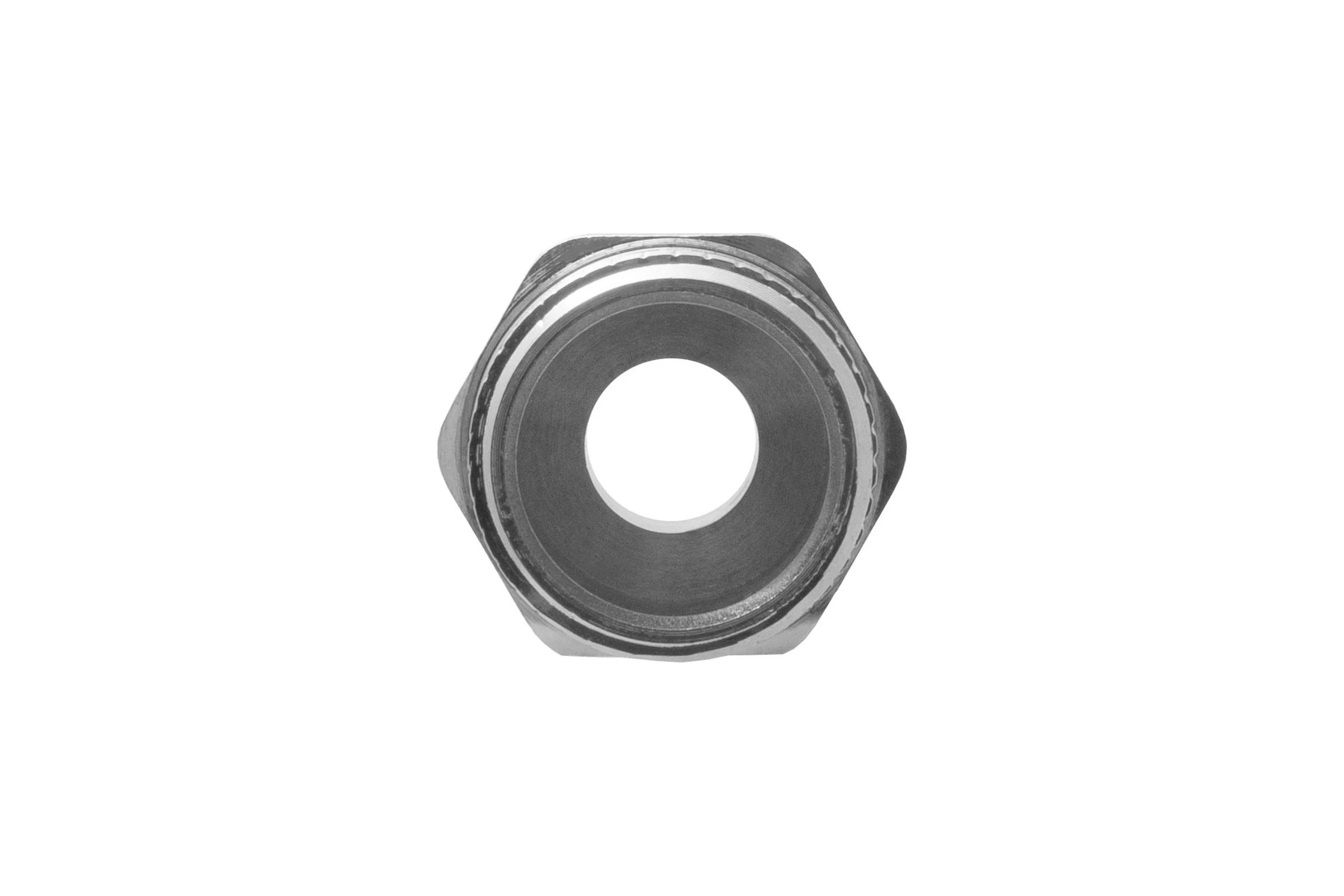 Ниппель-переходник MPF 1/2" х 1/4" бочонок латунный никелированный наружная резьба ИС.072171