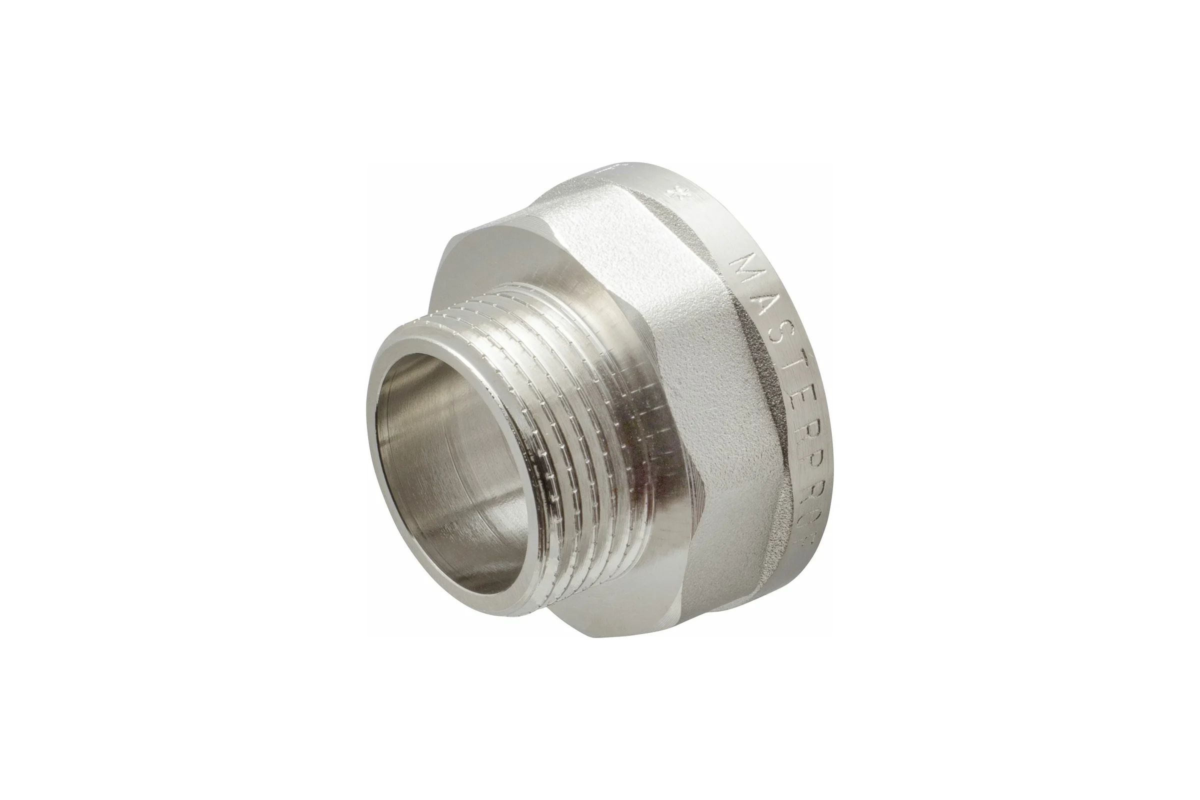 Переходник сантехнический с ребордой MPF 1.1/4" х 1" латунный никелированный внутренняя-наружная резьба ИС.072196