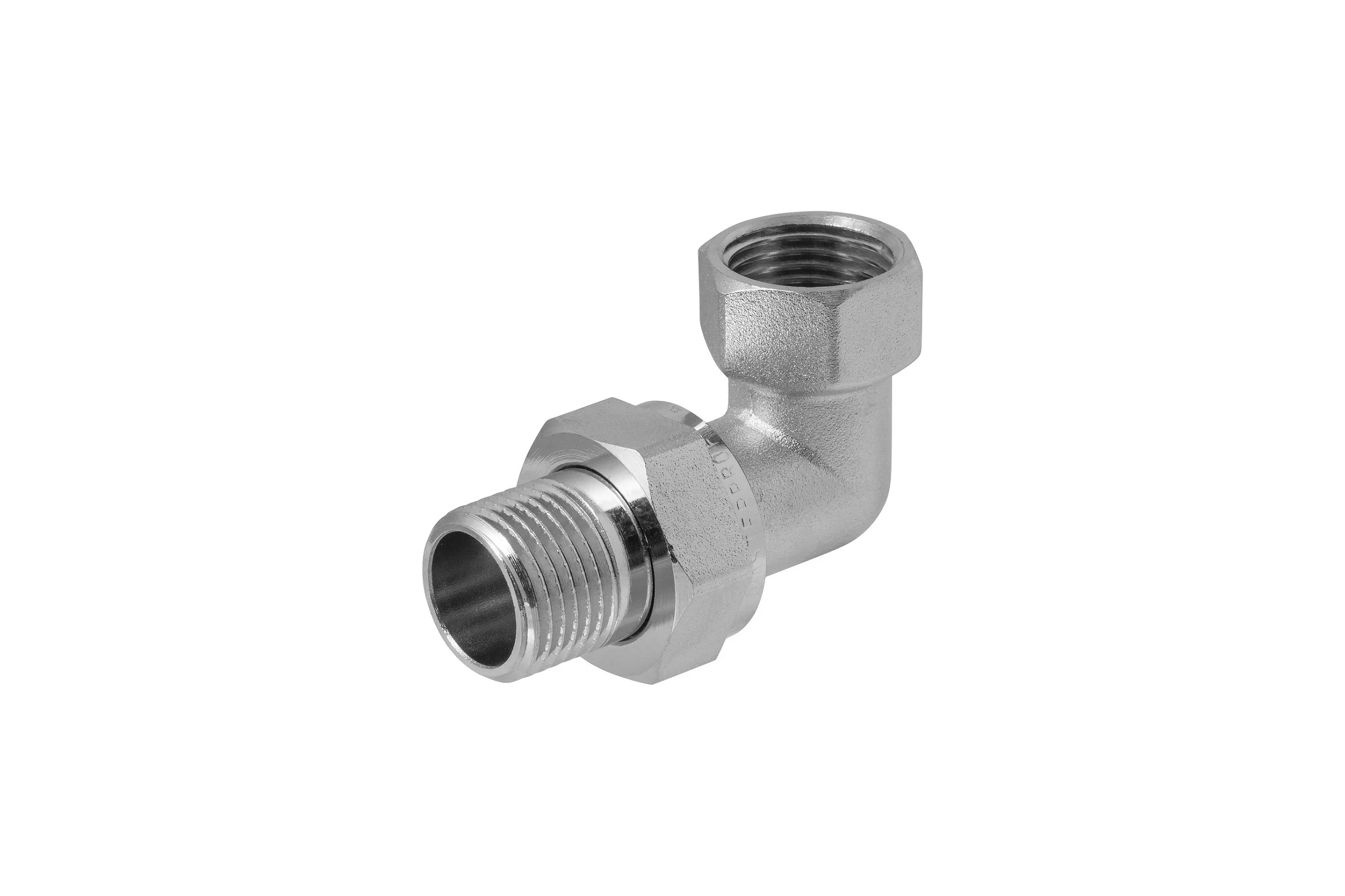 Американка угловая MPF 1/2" сгон сантехнический латунный никелированный внутренняя-наружная резьба ИС.072273