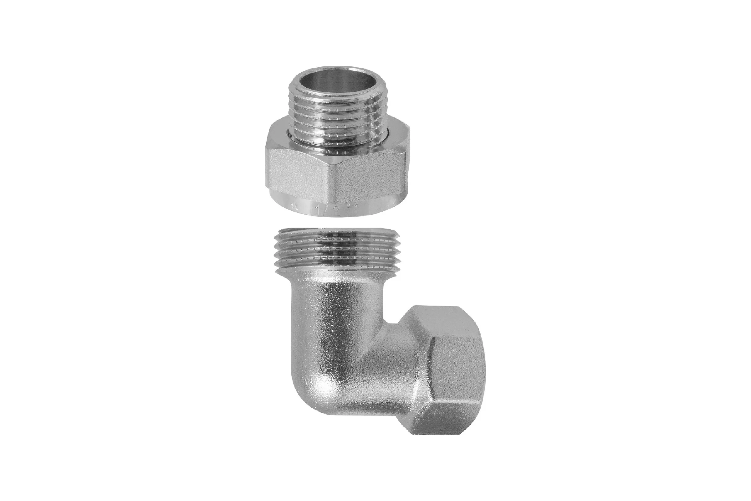 Американка угловая MPF 1/2" сгон сантехнический латунный никелированный внутренняя-наружная резьба ИС.072273