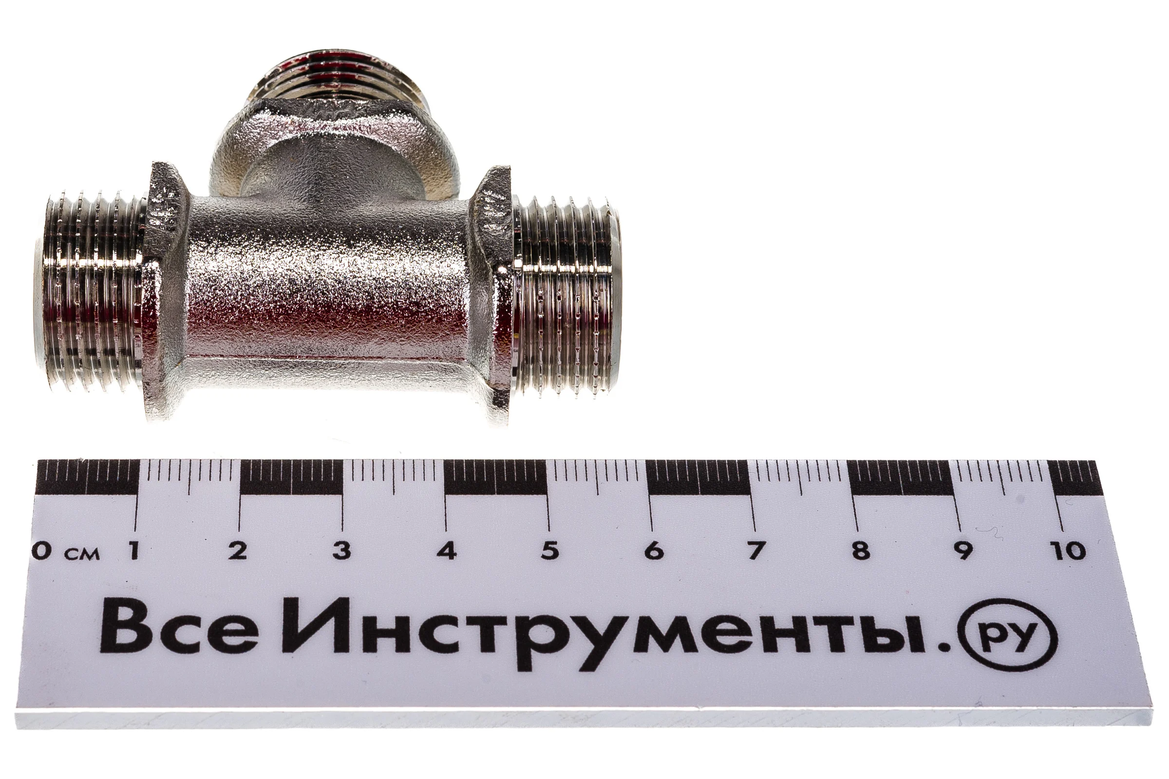Тройник сантехнический с ограничителем MPF 1/2" латунный никелированный наружная резьба ИС.072231