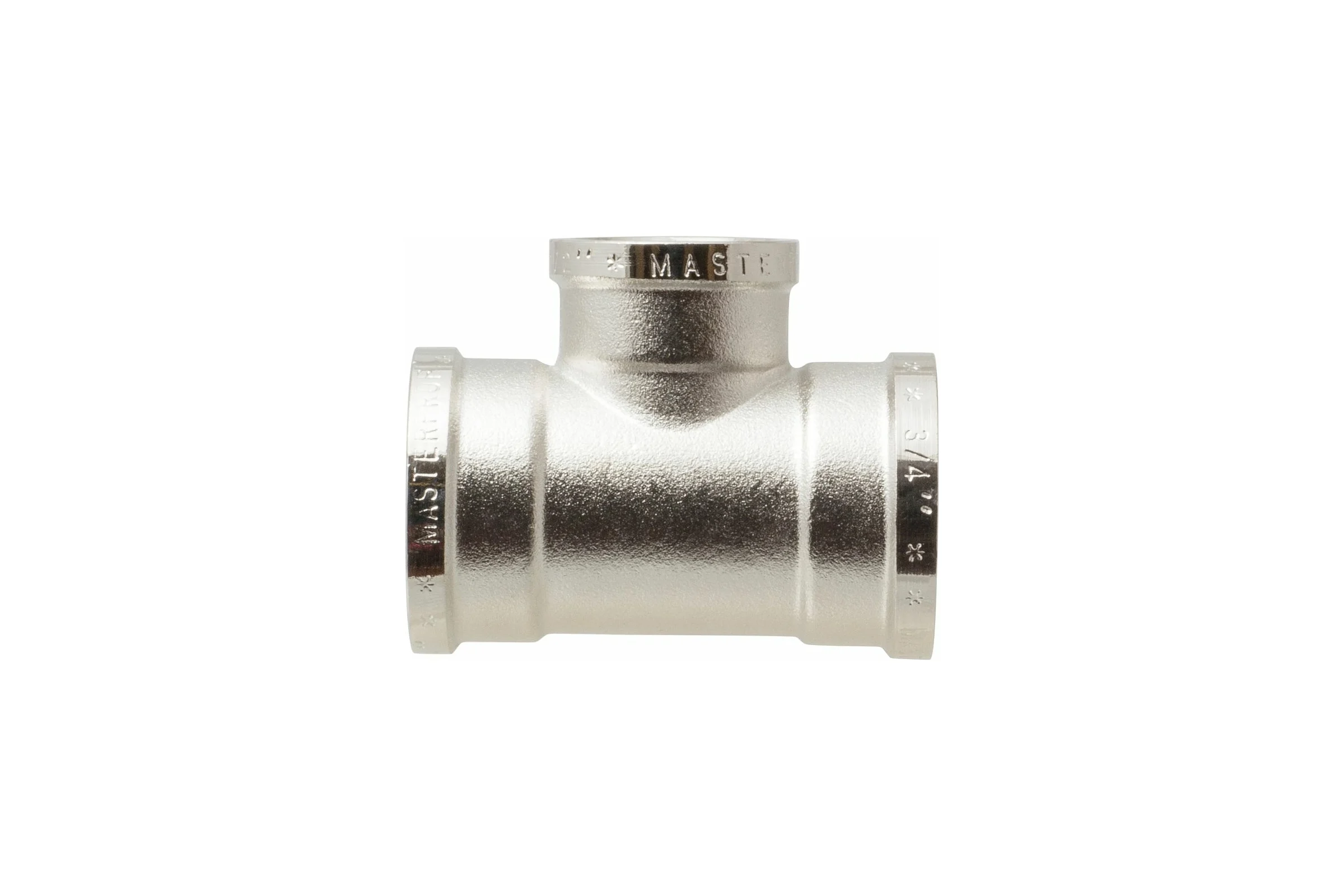 Тройник сантехнический переходной MPF 3/4" х 1/2" х 3/4" латунный никелированный внутренняя резьба ИС.072234