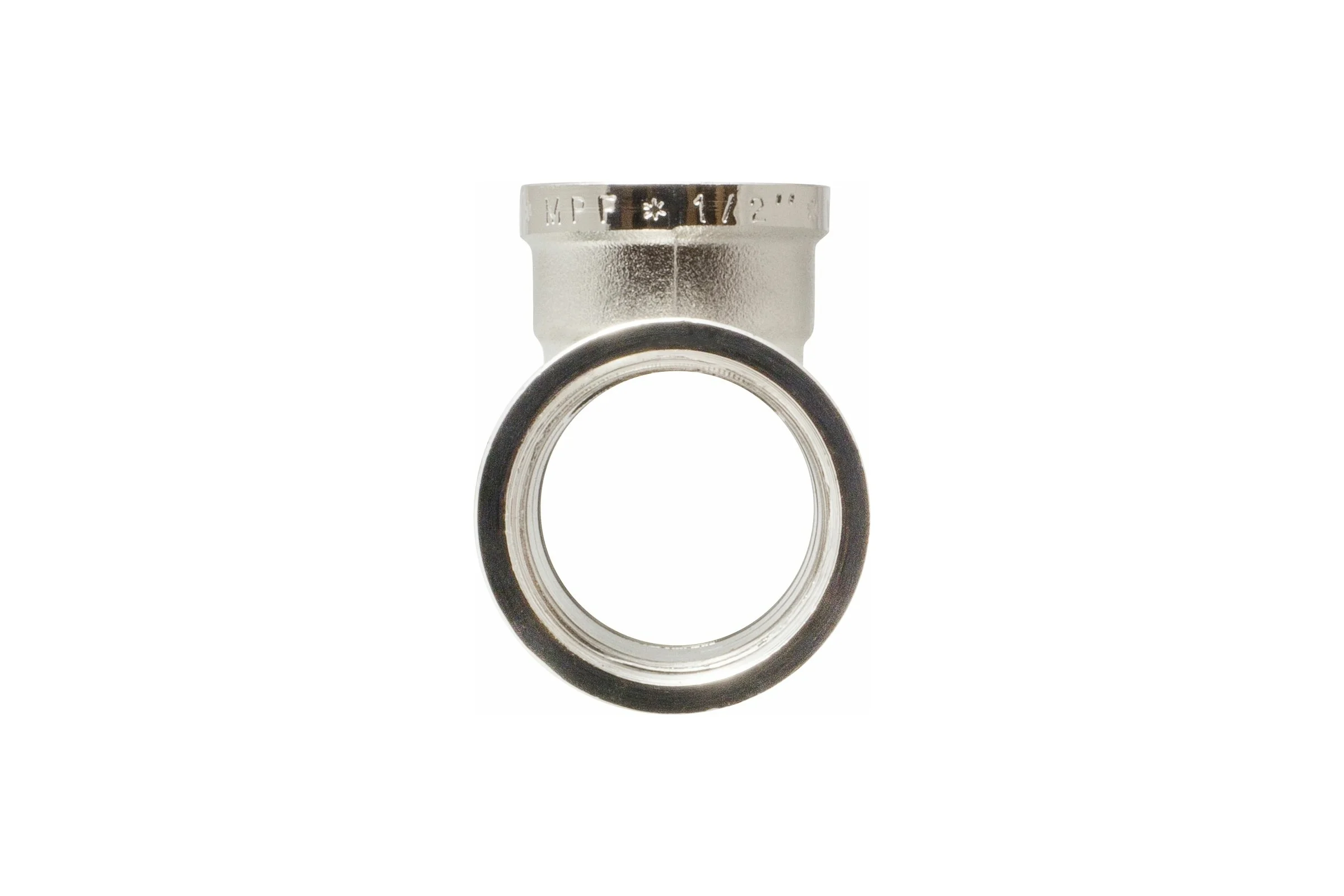 Тройник сантехнический переходной MPF 3/4" х 1/2" х 3/4" латунный никелированный внутренняя резьба ИС.072234