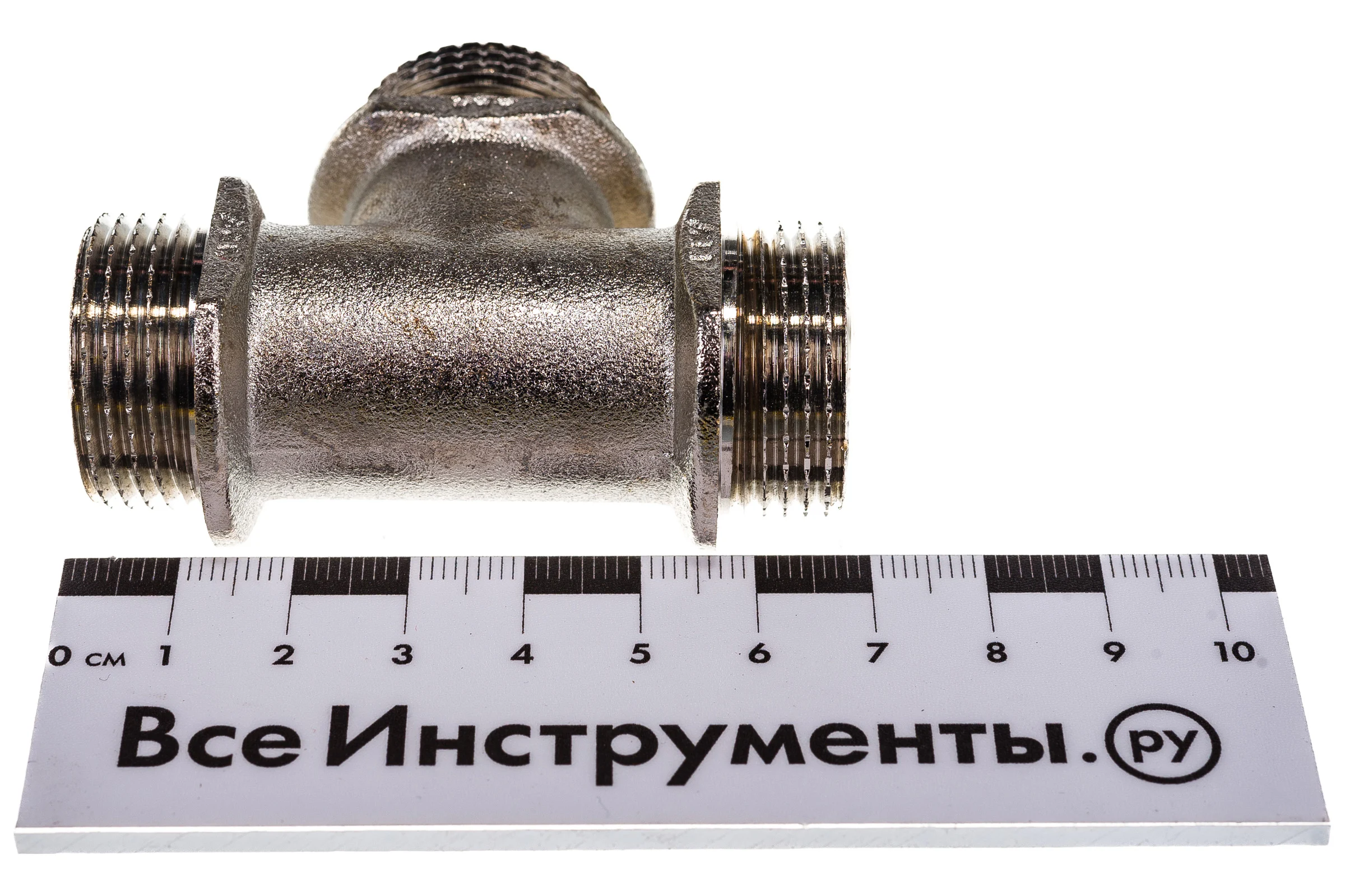 Тройник сантехнический с ограничителем MPF 3/4" латунный никелированный наружная резьба ИС.072232