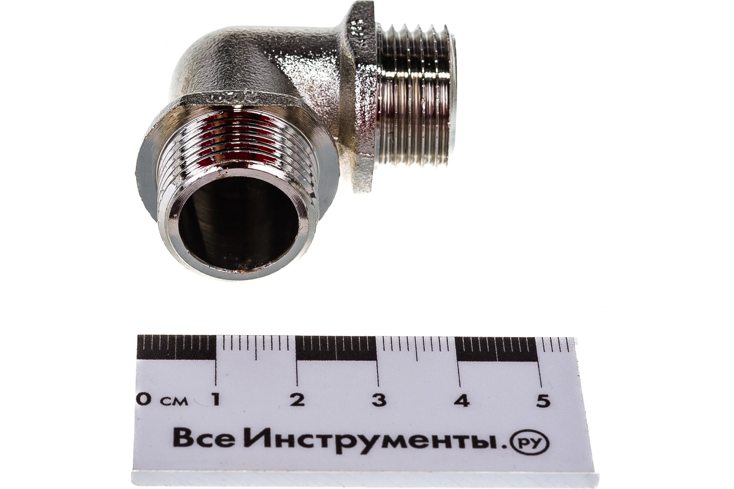 Уголок сантехнический с ограничителем MPF 1/2" латунный никелированный наружная резьба ИС.072257