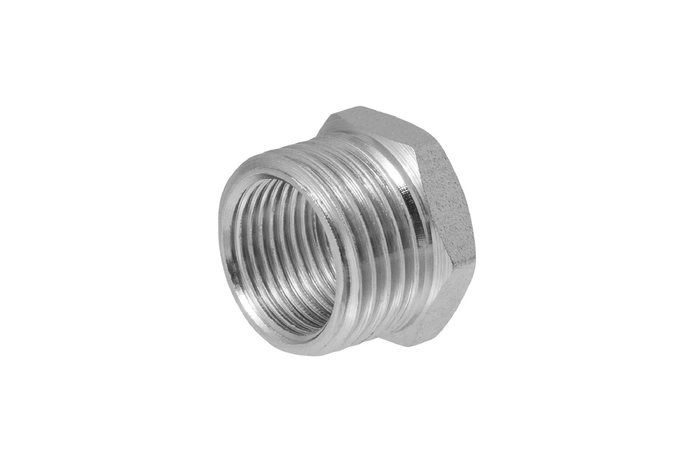 Футорка 1/2" х 3/8" сантехническая MPF переходник латунная никелированная наружная-внутренняя резьба ИС.072203