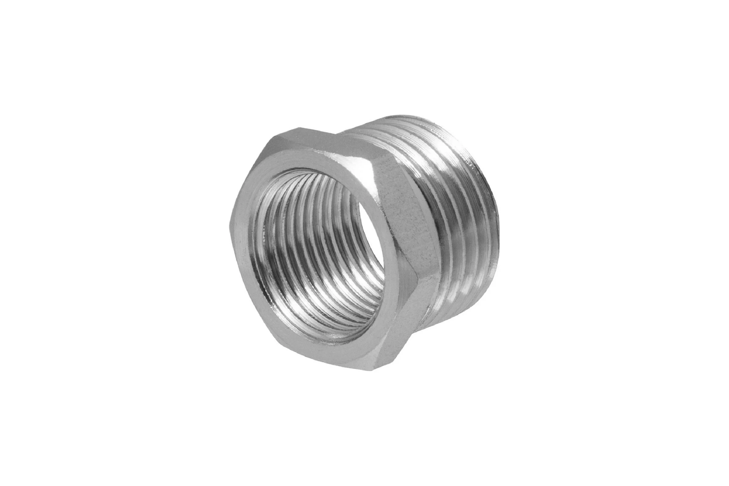 Футорка 1/2" х 3/8" сантехническая MPF переходник латунная никелированная наружная-внутренняя резьба ИС.072203