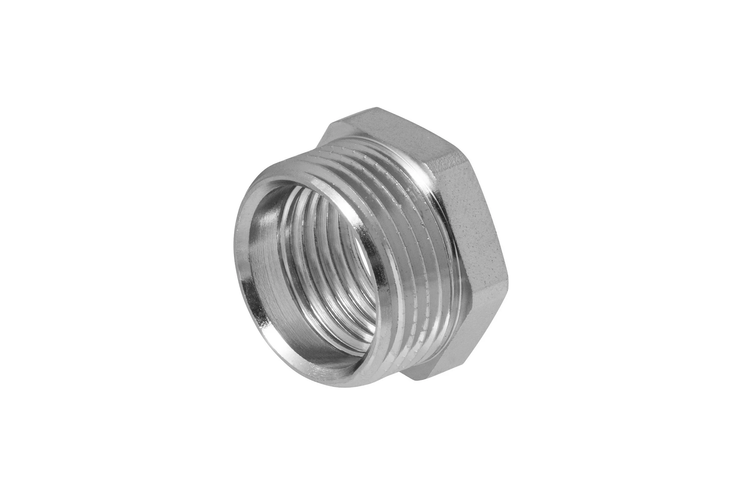 Футорка 1/2" на 3/4" сантехническая MPF переходник латунная никелированная наружная-внутренняя резьба ИС.072204