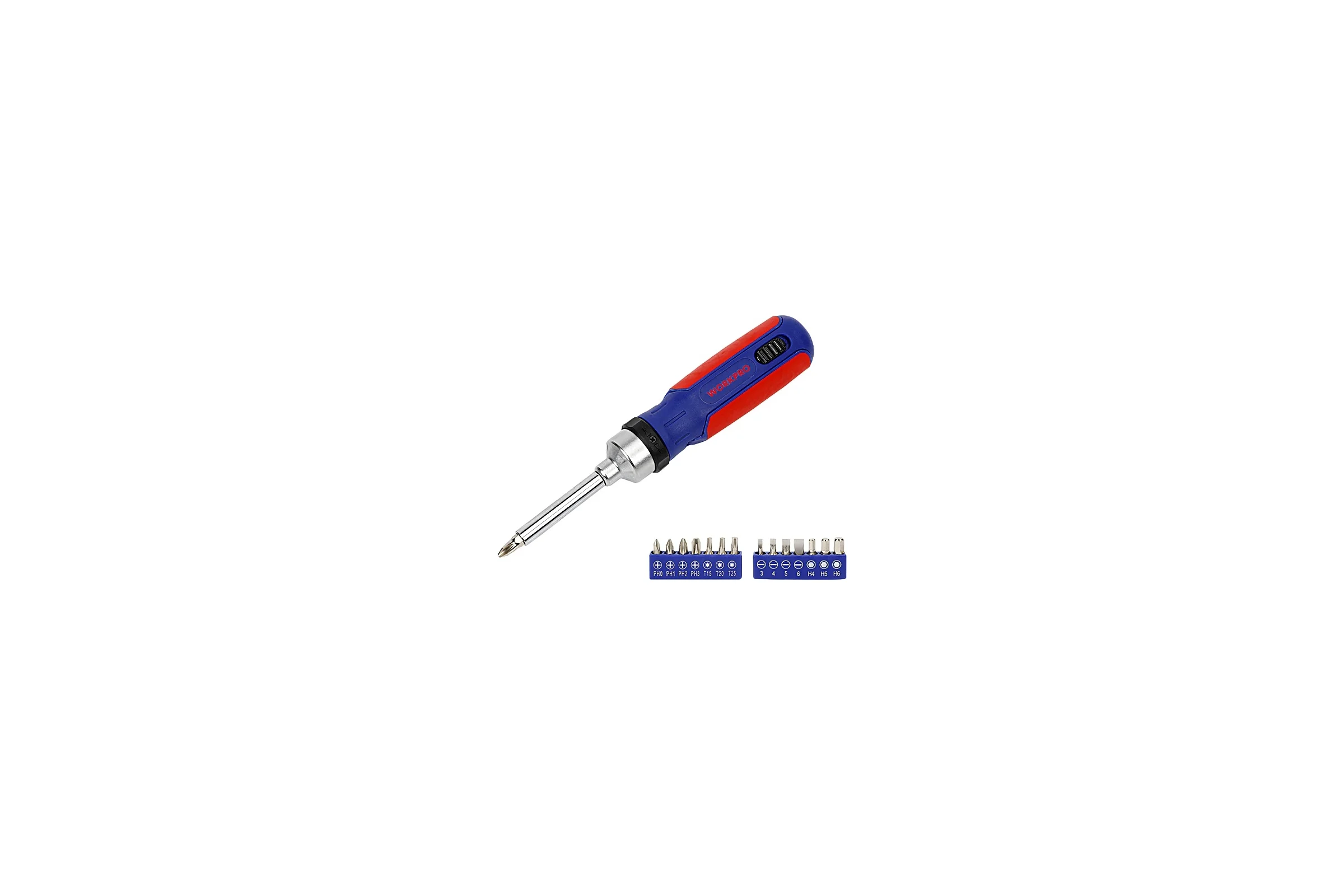 Реверсивная отвертка с трещоткой WORKPRO 3-72 15в1 (14 насадок) WP221061