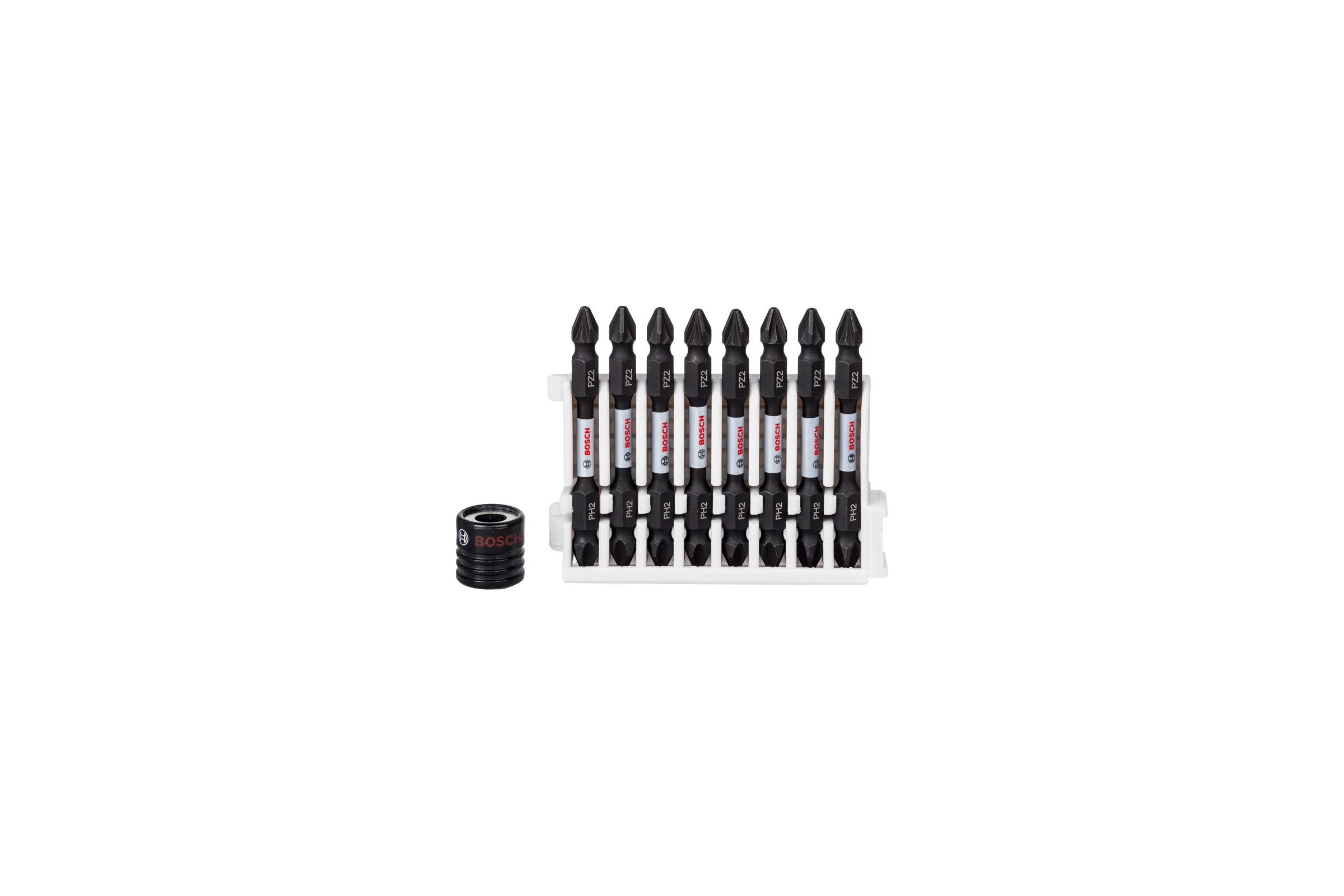 Двухсторонние ударные биты Impact Control (PH2/PZ2; 65 мм; 8 шт.) + магнитная муфта Bosch 2608522334