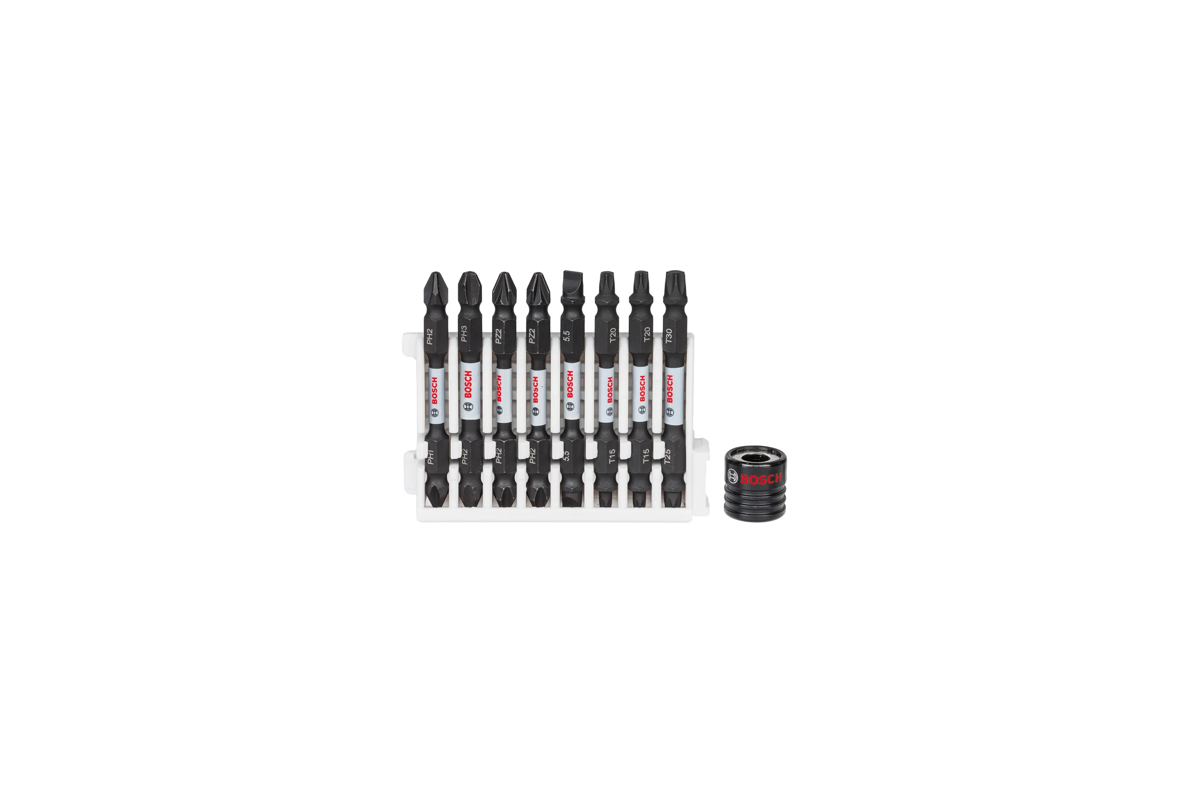 Набор двусторонних ударных бит Impact Control (65 мм; 8 шт.) + магнитная муфта Bosch 2608522345