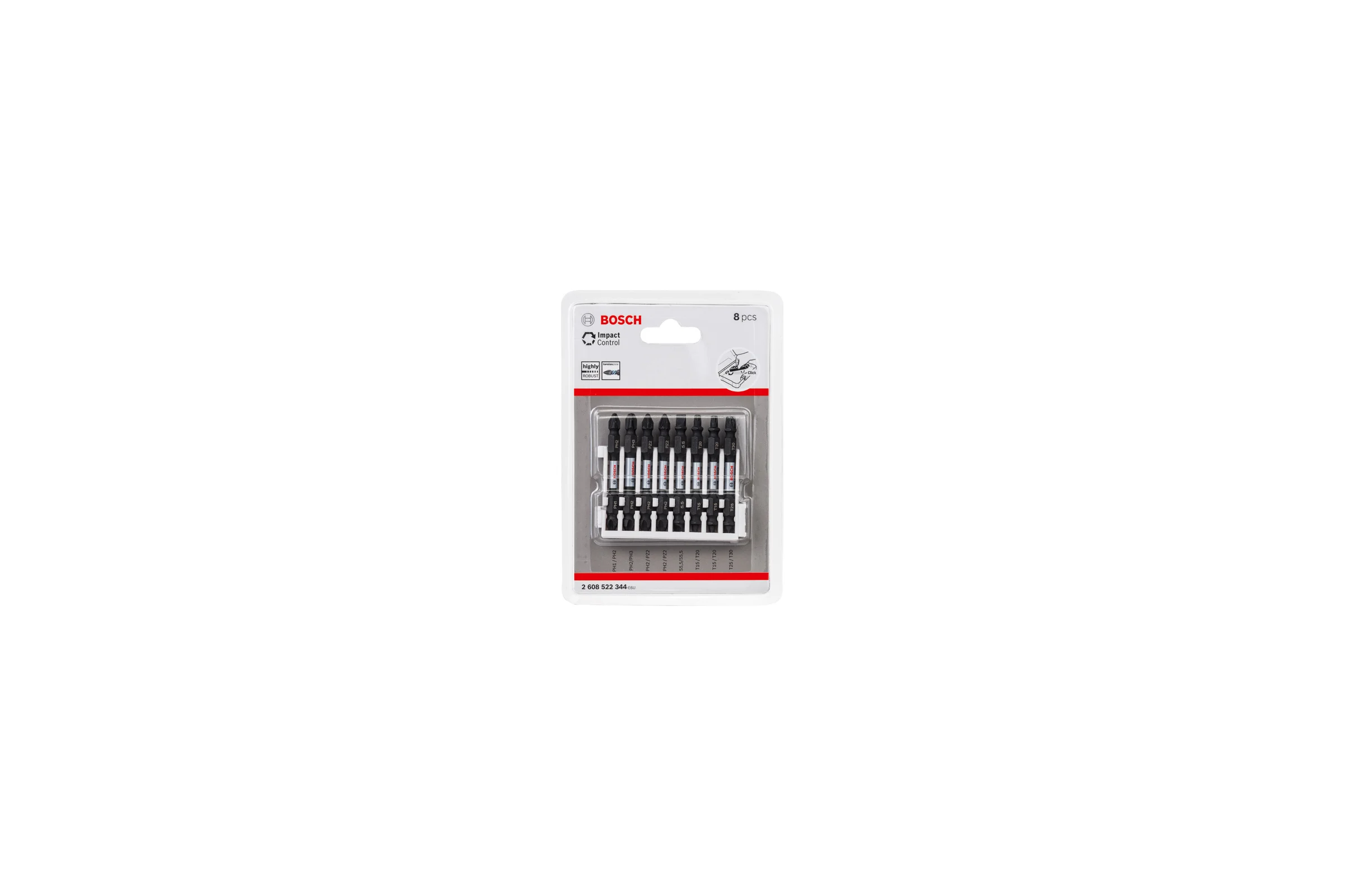 Набор двусторонних ударных бит Impact Control (65 мм; 8 шт.) Bosch 2608522344