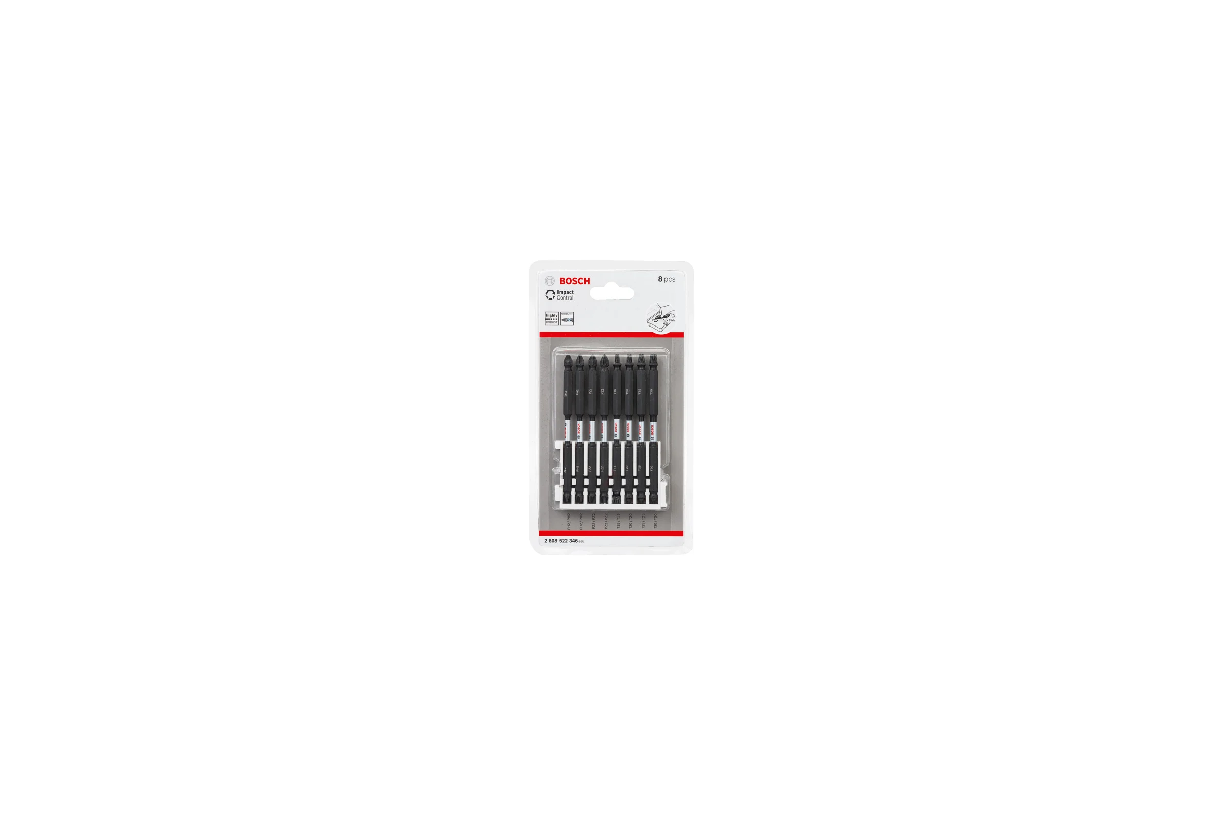 Набор двусторонних ударных бит Impact Control (110 мм; 8 шт.) Bosch 2608522346