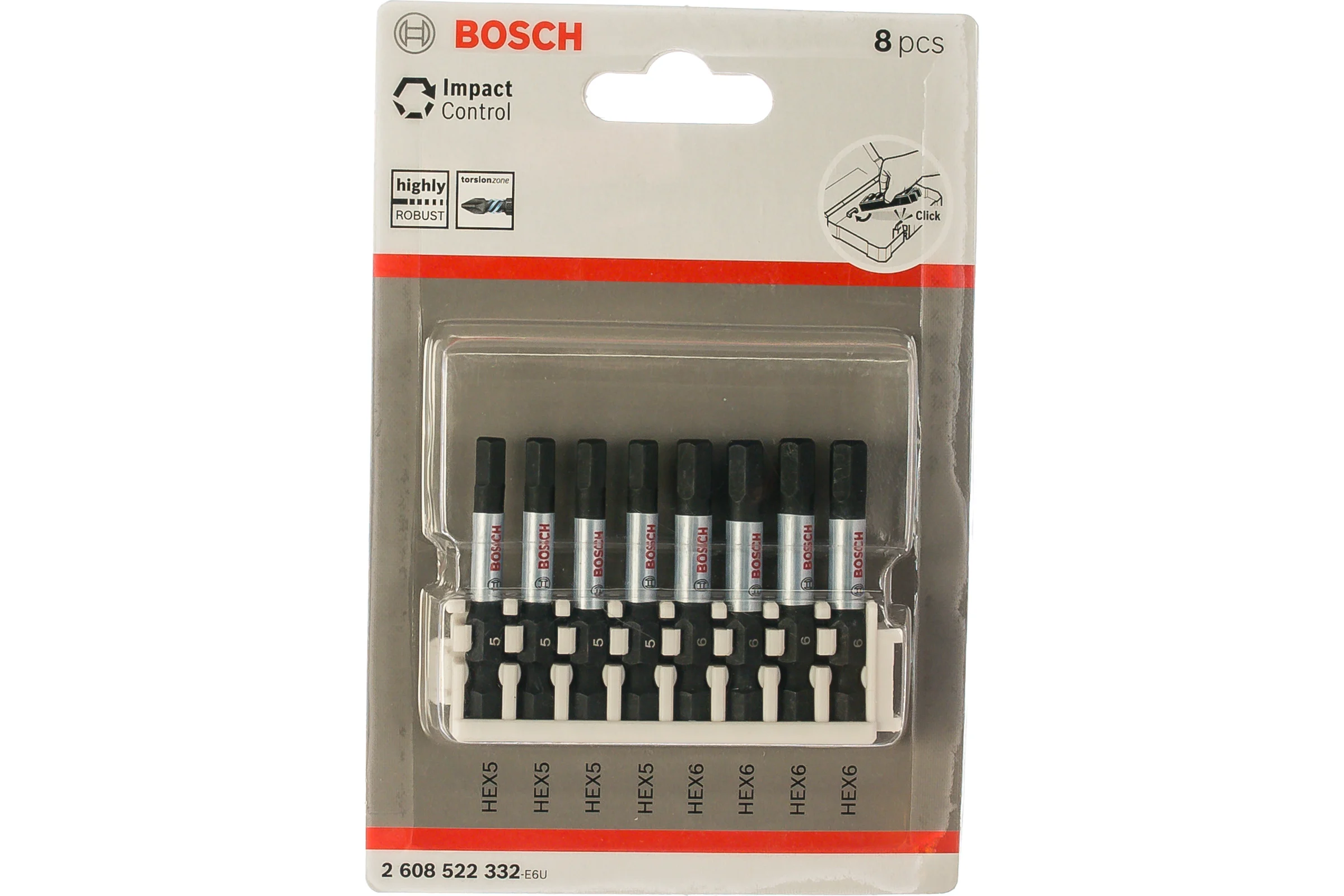 Набор ударных бит Impact Control (HEX5; HEX6; 50 мм; 8 шт.) Bosch 2608522332