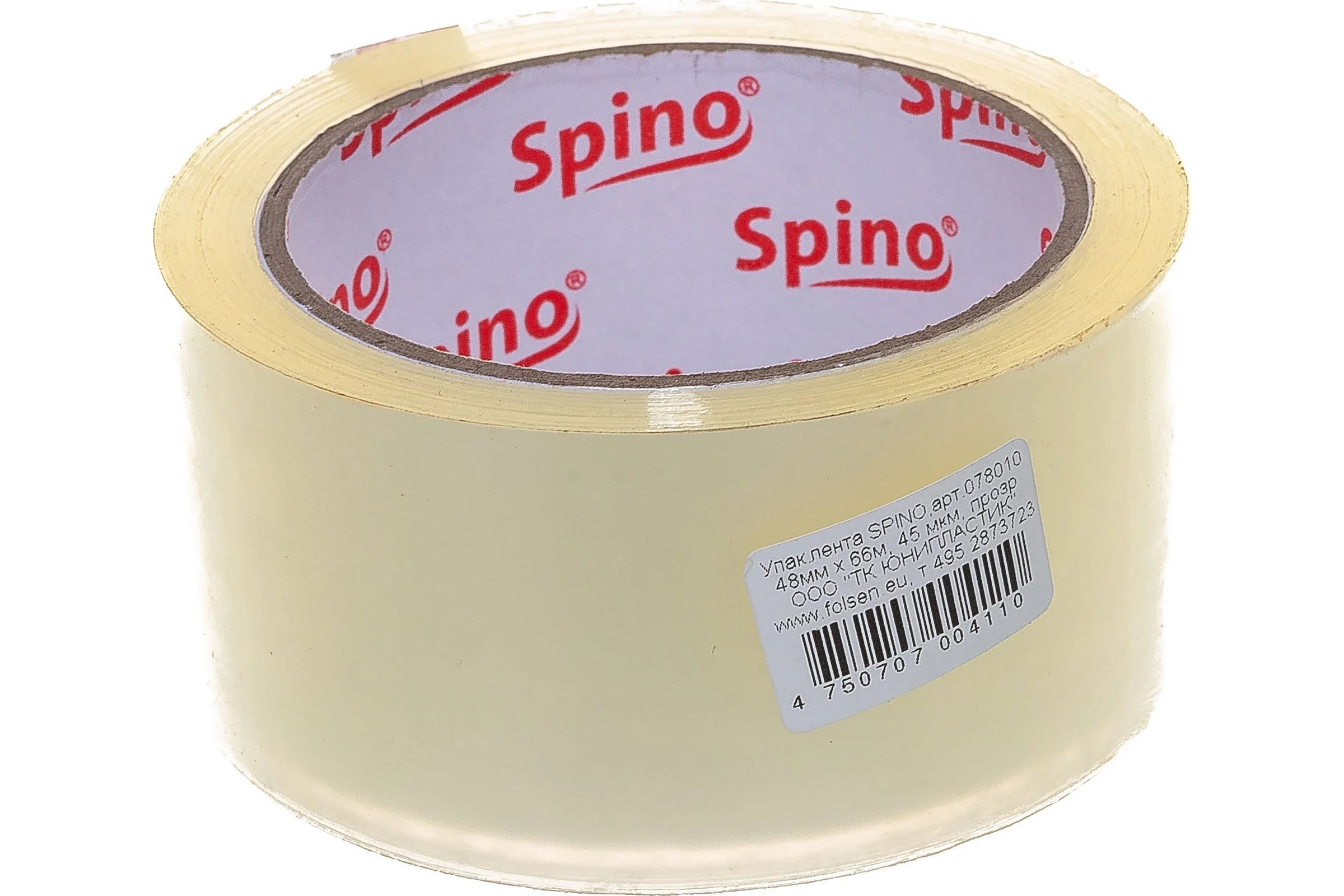 Упаковочная лента SPINO 48мм x 66м, прозрачная, PP, 45мк 78010R