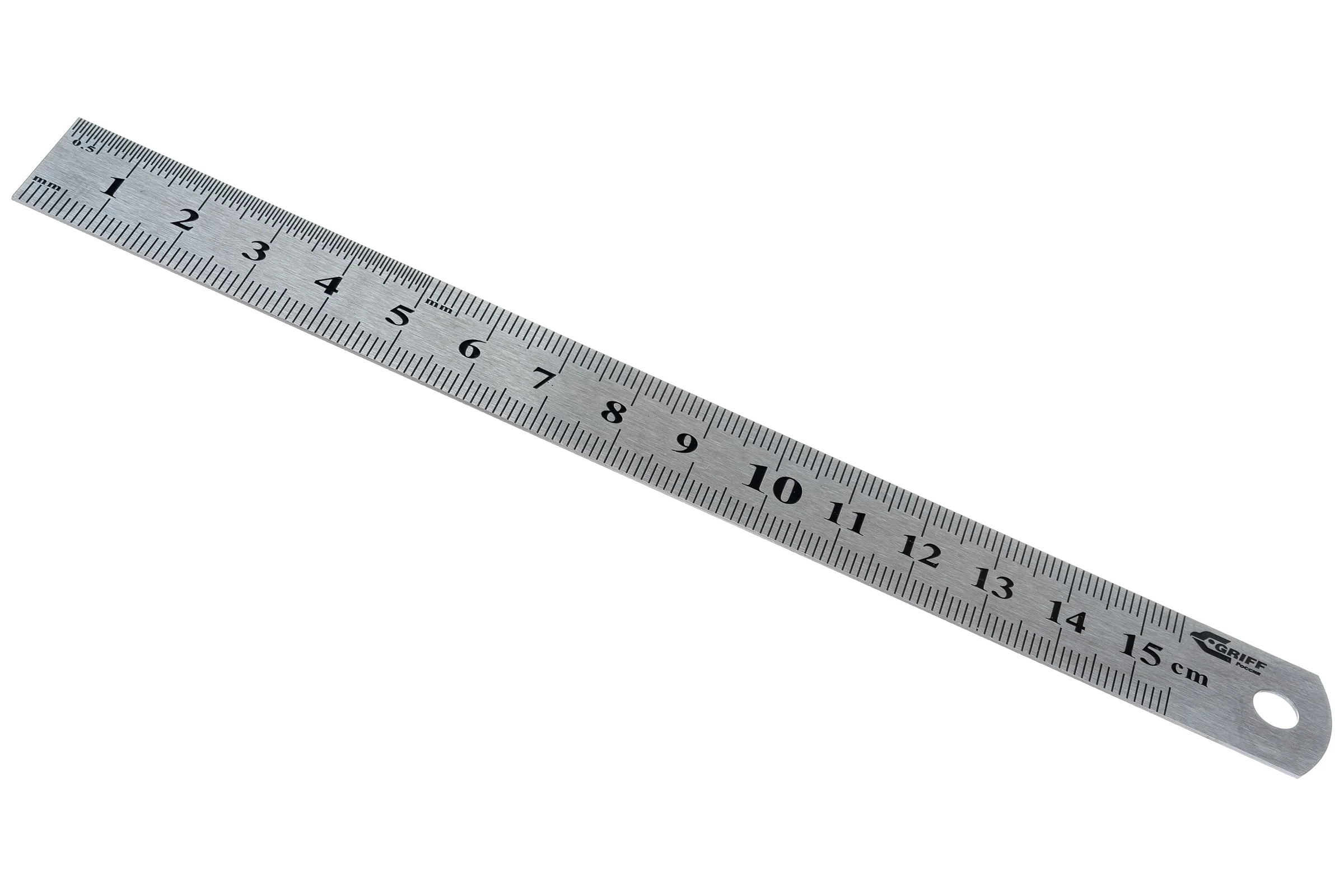 Линейка металлическая с двусторонней шкалой GRIFF, 150мм D112011