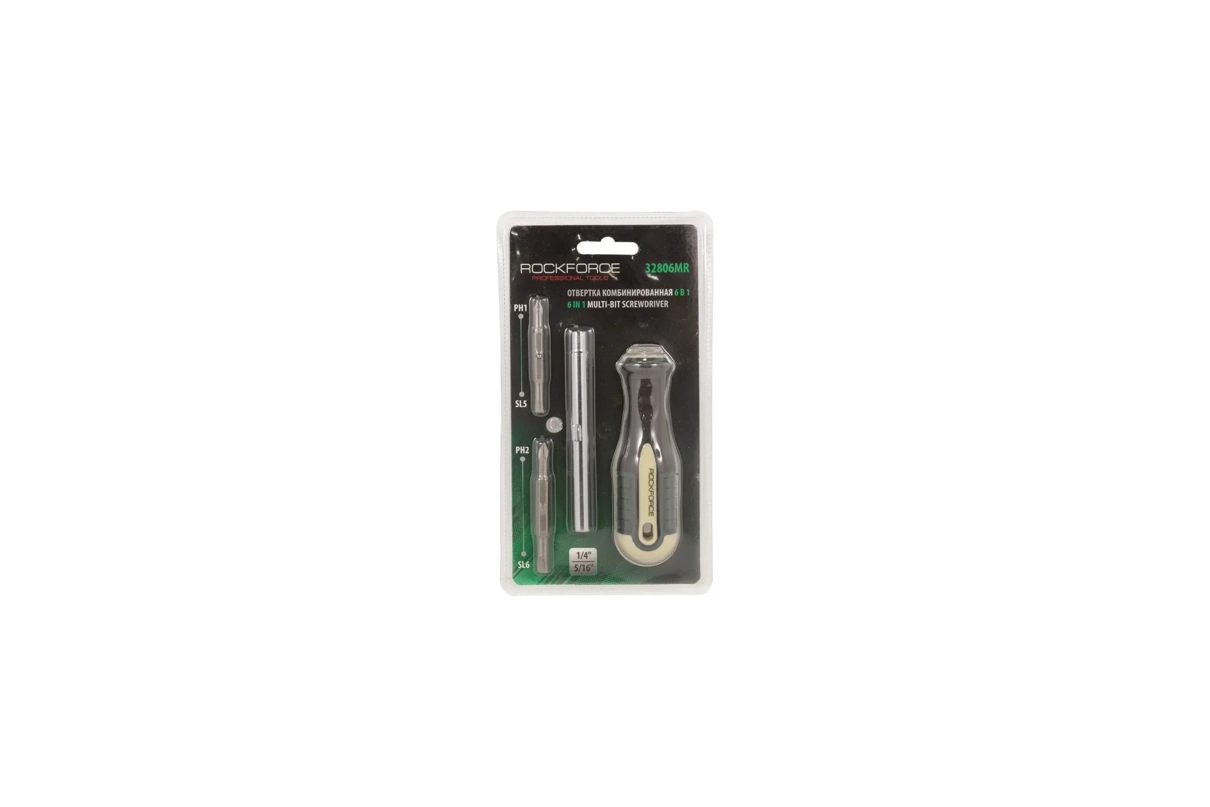 Комбинированная отвертка Rockforce 1/4", 5/16" в блистере RF-32806MR(51677)