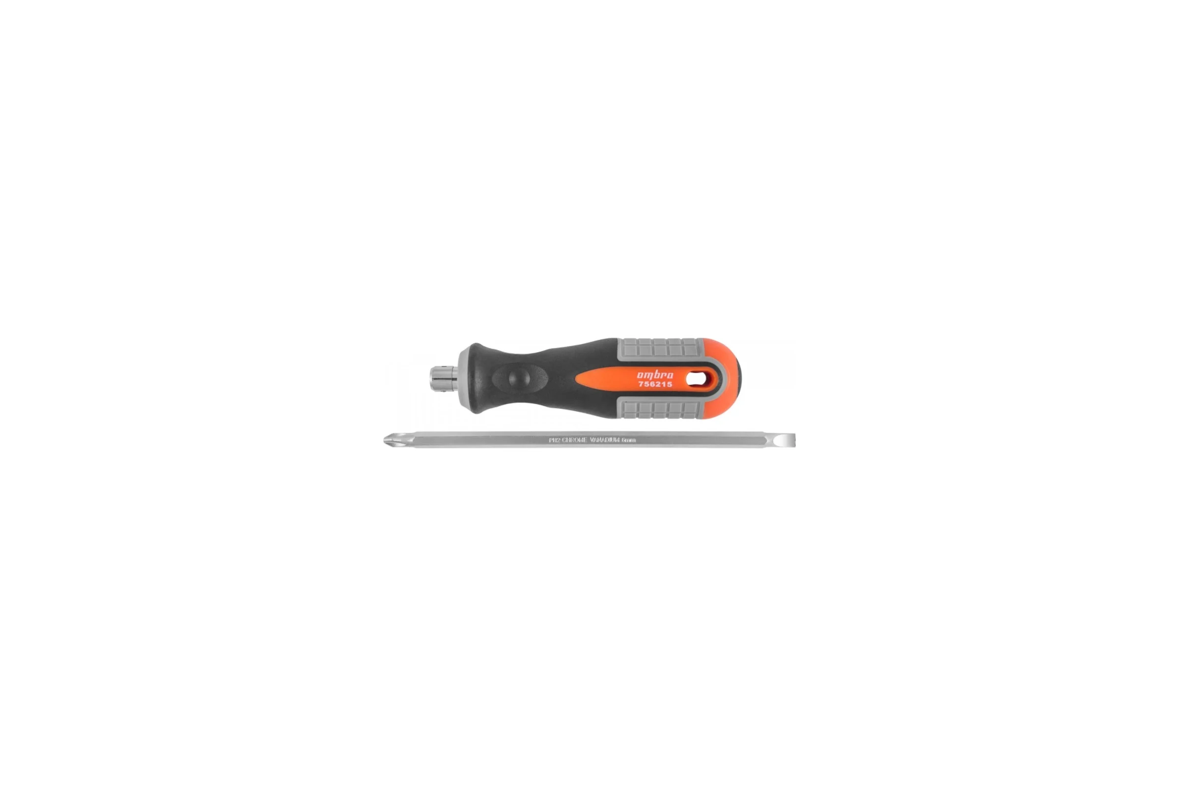 Двусторонняя стержневая отвертка РН2,SL6x150мм Ombra ROUND GRIP 756215 55777
