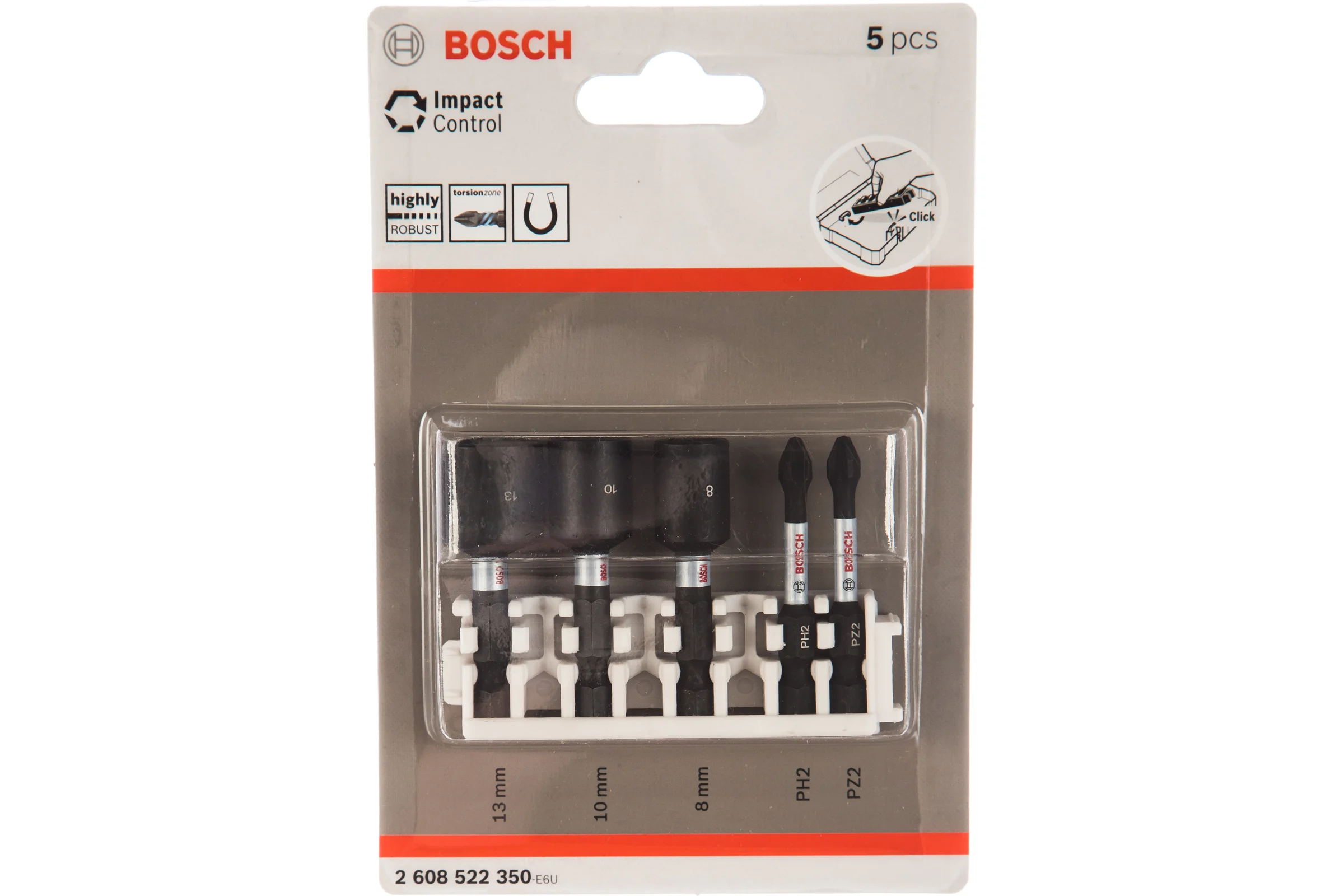Набор торцевых головок и ударных бит Bosch 5 шт 2608522350